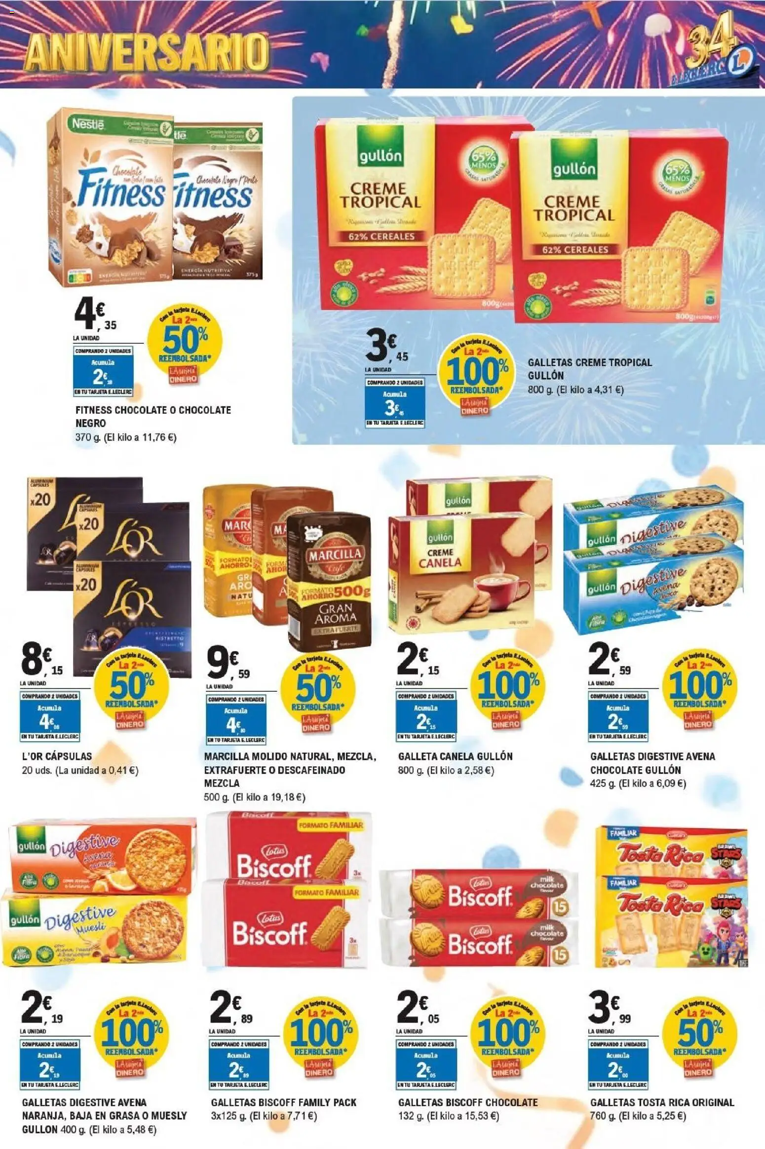 E.Leclerc Aniversario │ válido desde el 13/07/2026 | Página: 7 | Productos: Chocolate, Cereales, Galletas