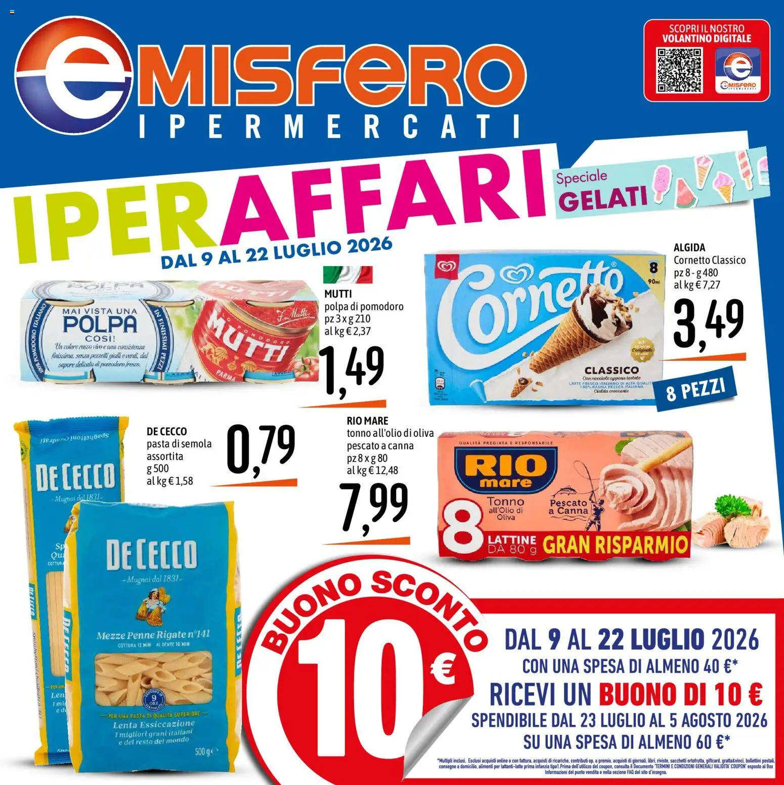 Volantino Emisfero del 09/07/2026 | Pagina: 1 | Prodotti: Pomodoro, Latte, Pasta, Nocciole