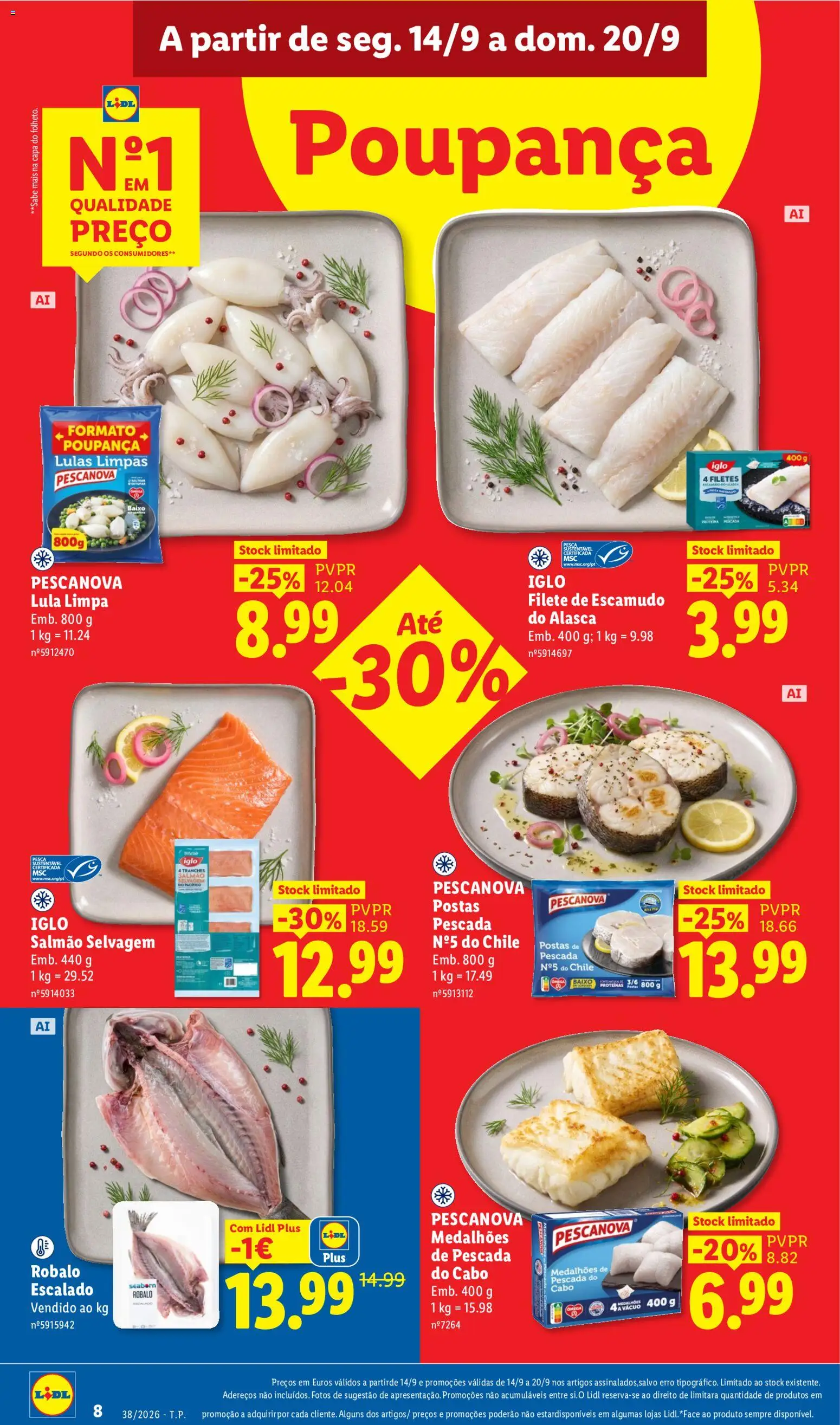 Lidl folheto │ válido de 14/09/2026 | Página: 8 | Produtos: Cabo, Pescada do cabo, Salmão, Filete