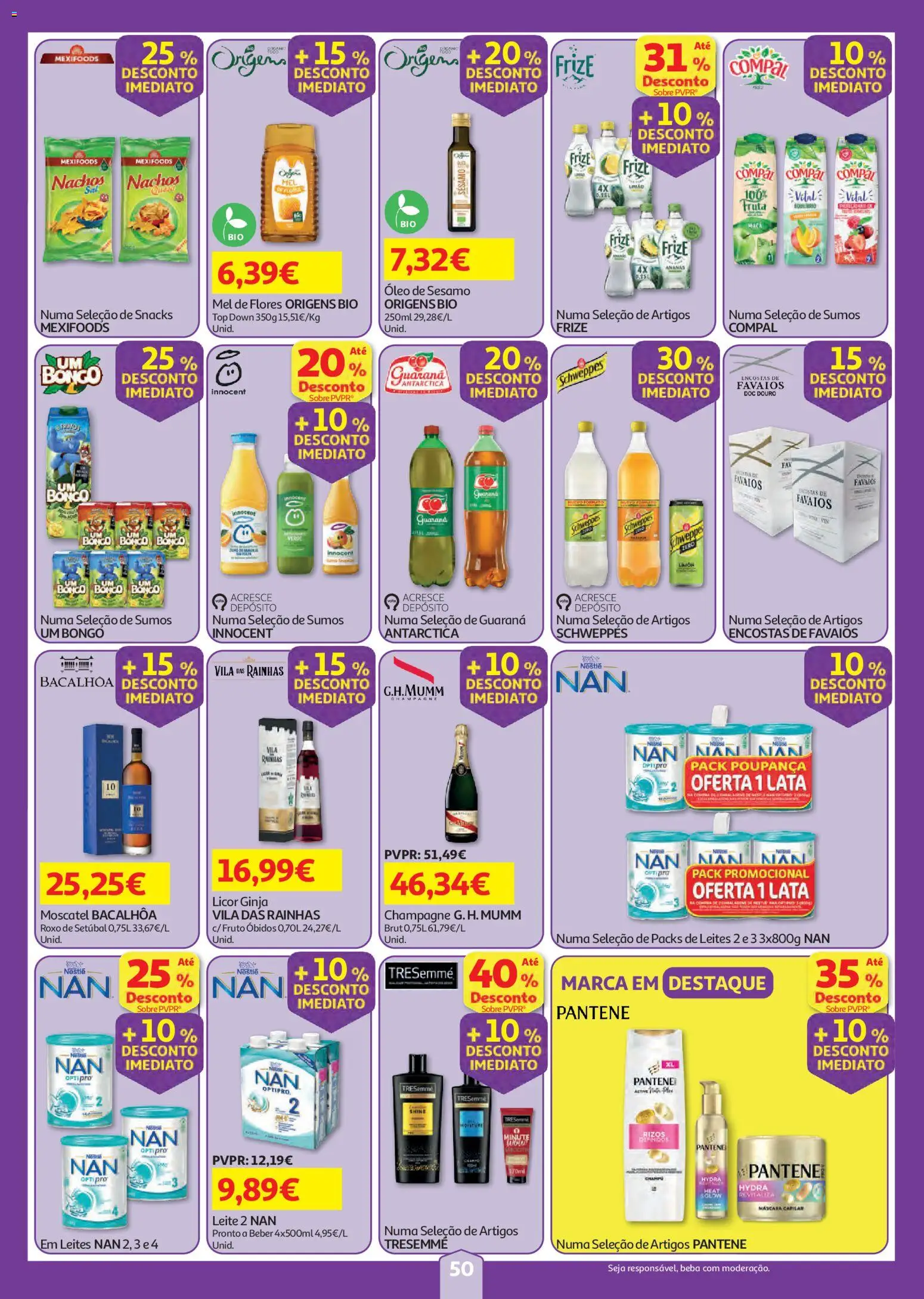 Auchan folheto │ válido de 23/07/2026 | Página: 50 | Produtos: Licor, Leite, Maça, Mel