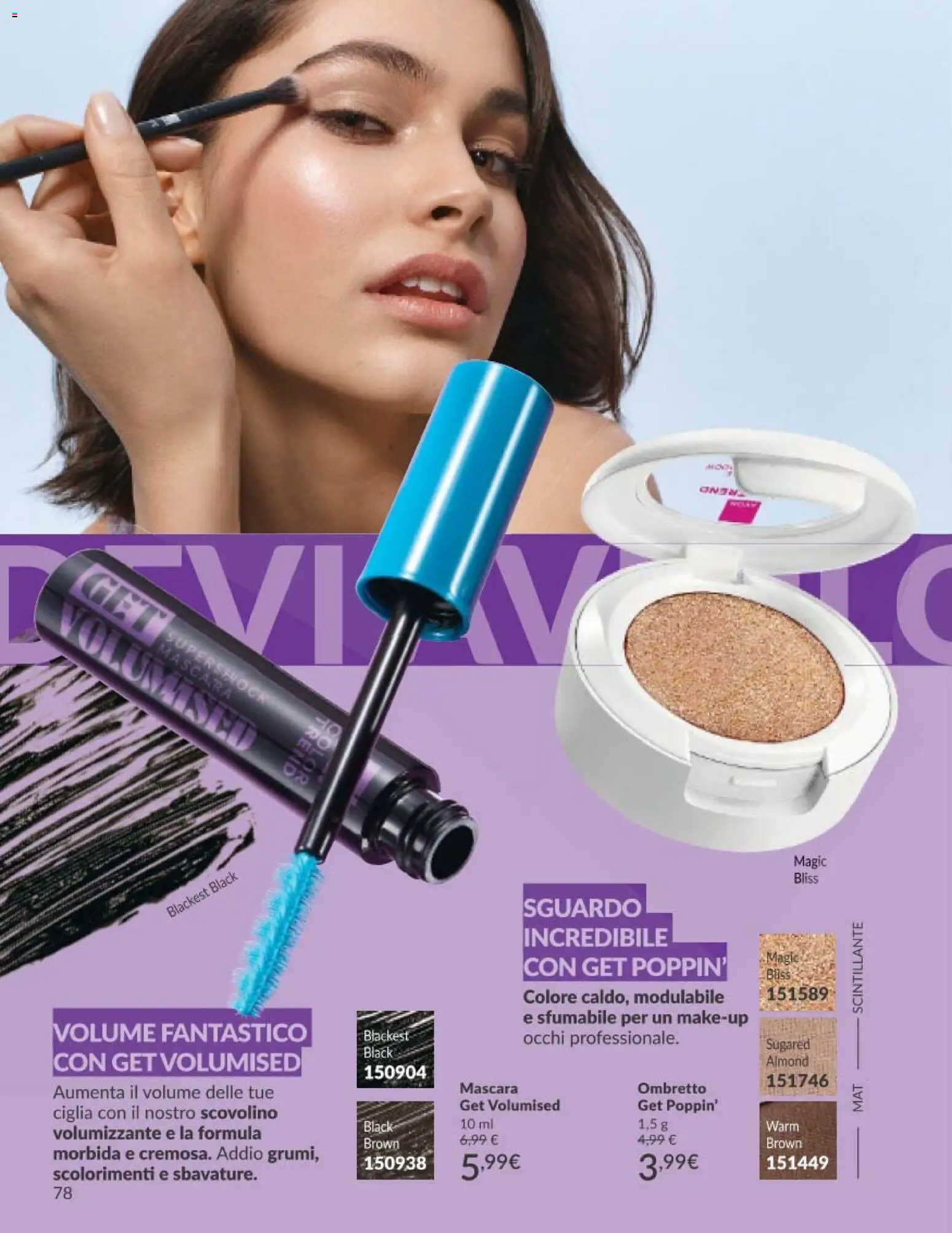 Volantino Avon del 01.05.2026 | Pagina: 78 | Prodotti: Mascara, Ombretto
