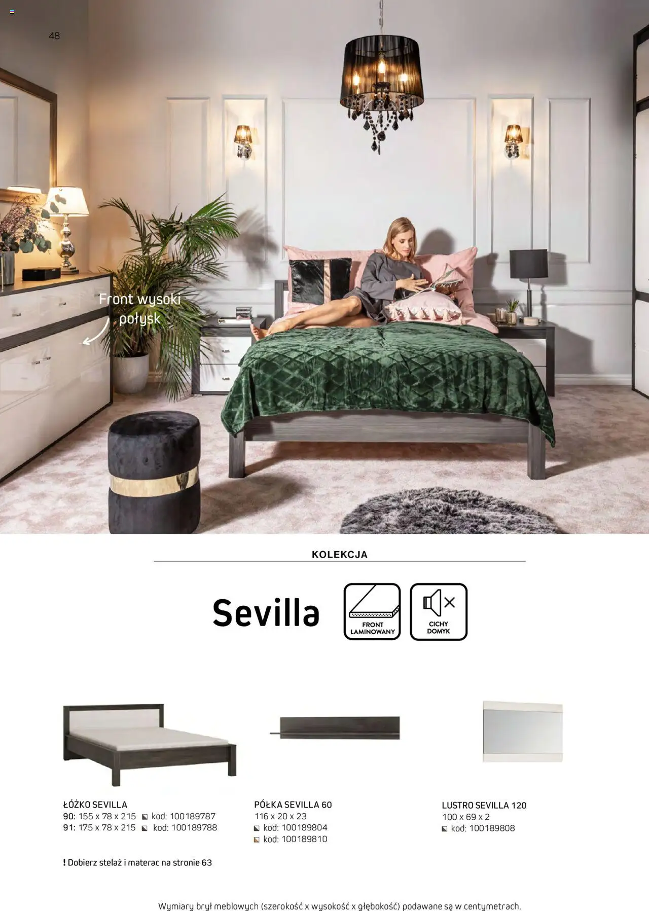 Komfort Gazetka - Katalog Meble od 01.09.2024 | Strona: 48 | Produkty: Łóżko, Materac, Półka, Lustro