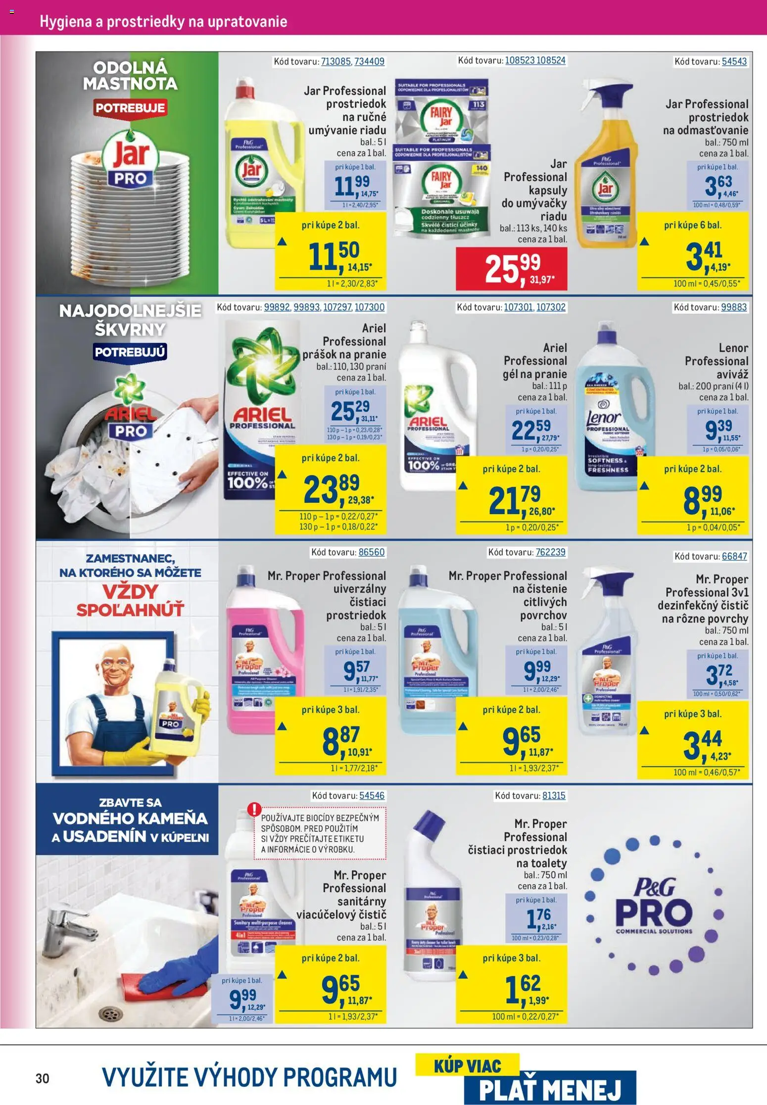 Nové Metro akcie – leták je platný od 20.05.2026 | Strana: 30 | Produkty: Prášok na pranie, Čistiaci prostriedok, Jar, Lenor