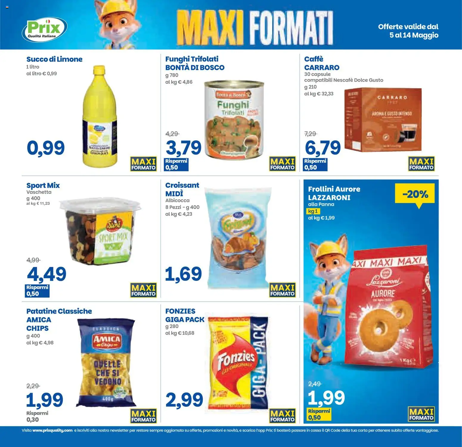 Volantino Prix del 05.05.2026 | Pagina: 5 | Prodotti: Patatine, Limone, Funghi, Croissant