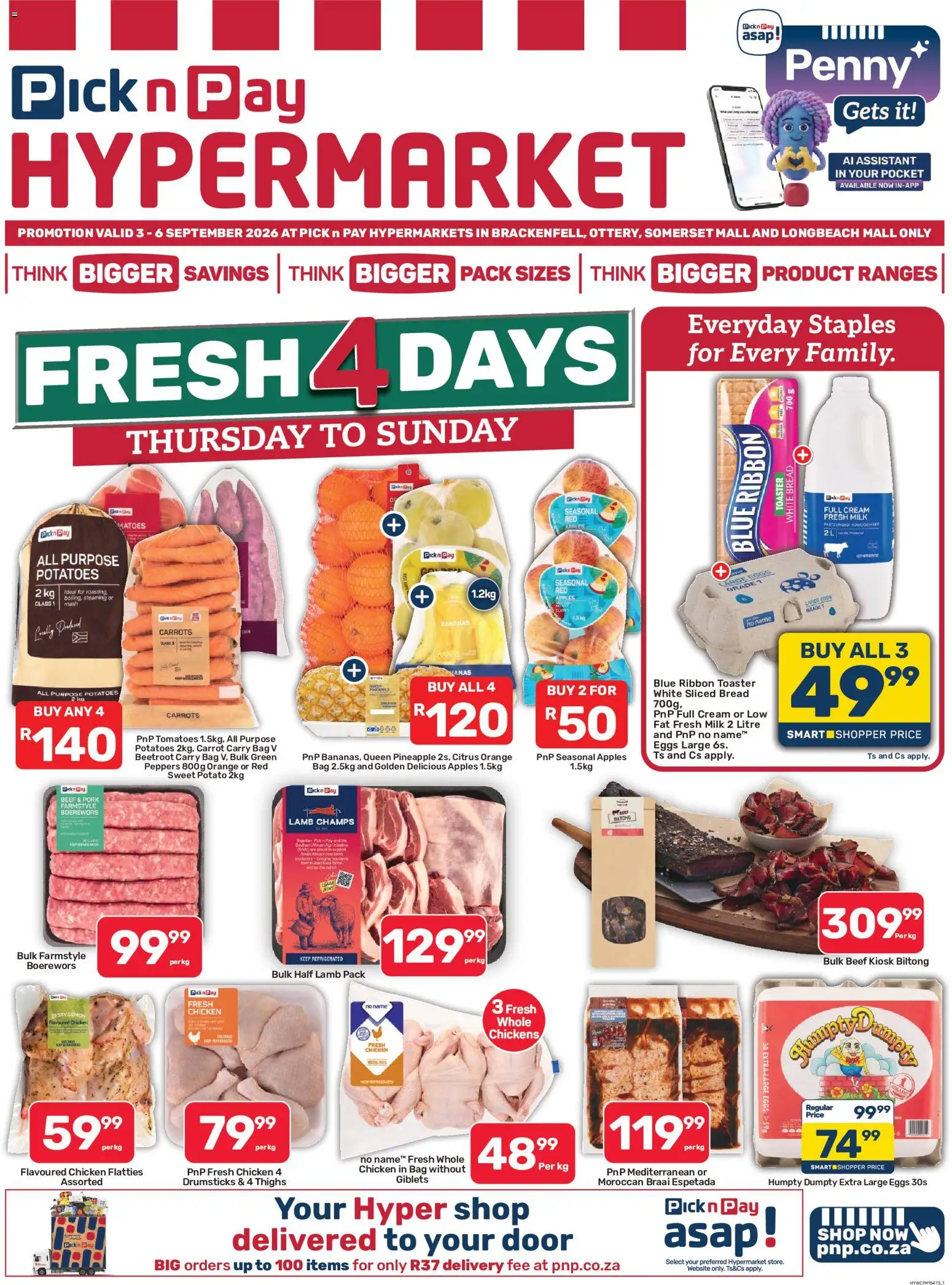New Pick n Pay catalogue – valid from 03/09/2026 | Page: 1 | Products: Bag, Chicken, Beef, Carrots