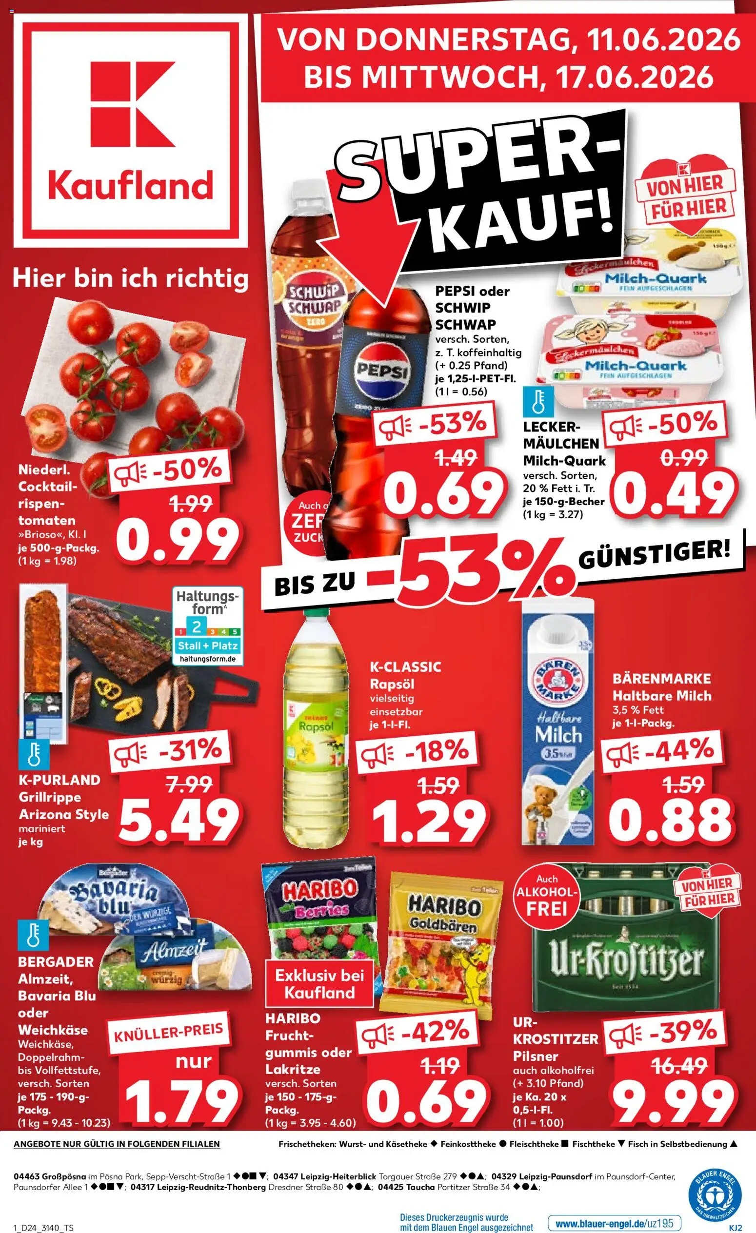 Kaufland Prospekt Leipzig – gültig ab 11.06.2026 | Seite: 1 | Produkte: Quark, Schwip schwap, Fisch, Wurst