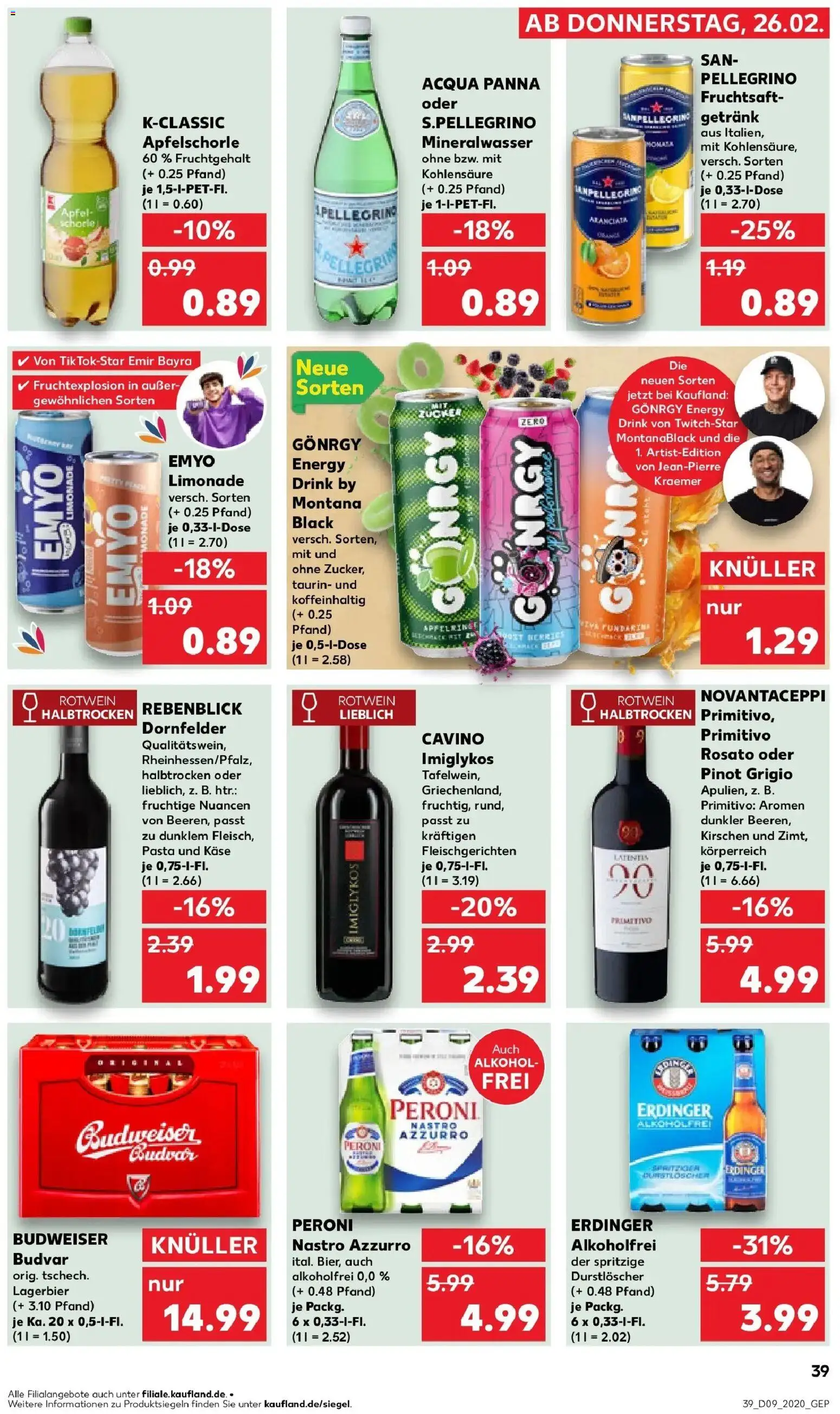 Kaufland prospekt Pfullingen	 – gültig ab 26.02.2026 | Seite: 39 | Produkte: Käse, Rotwein halbtrocken, Limonade, Kirschen
