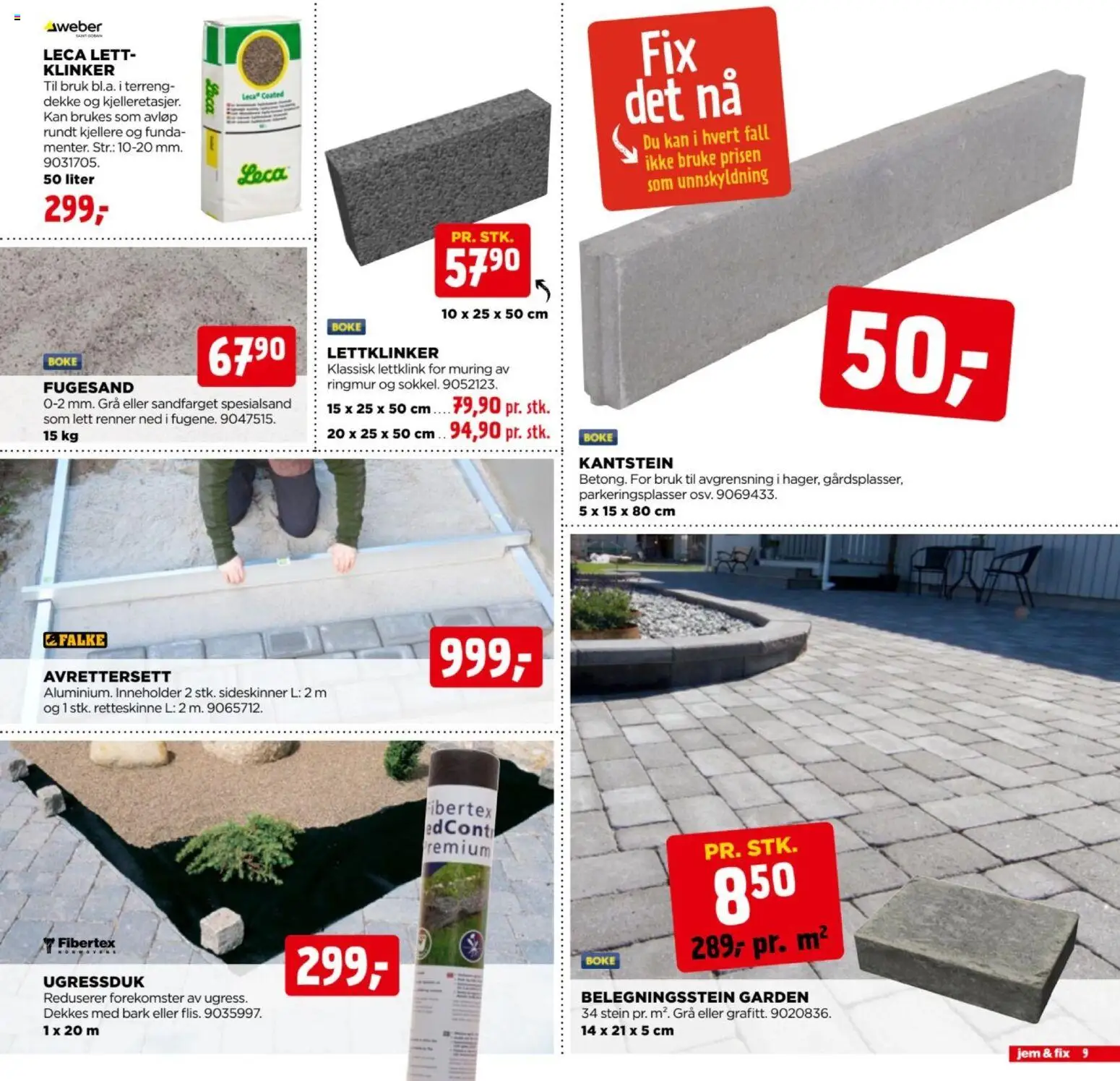 {H1} | Side: 9 | Produkter: Belegningsstein, 1