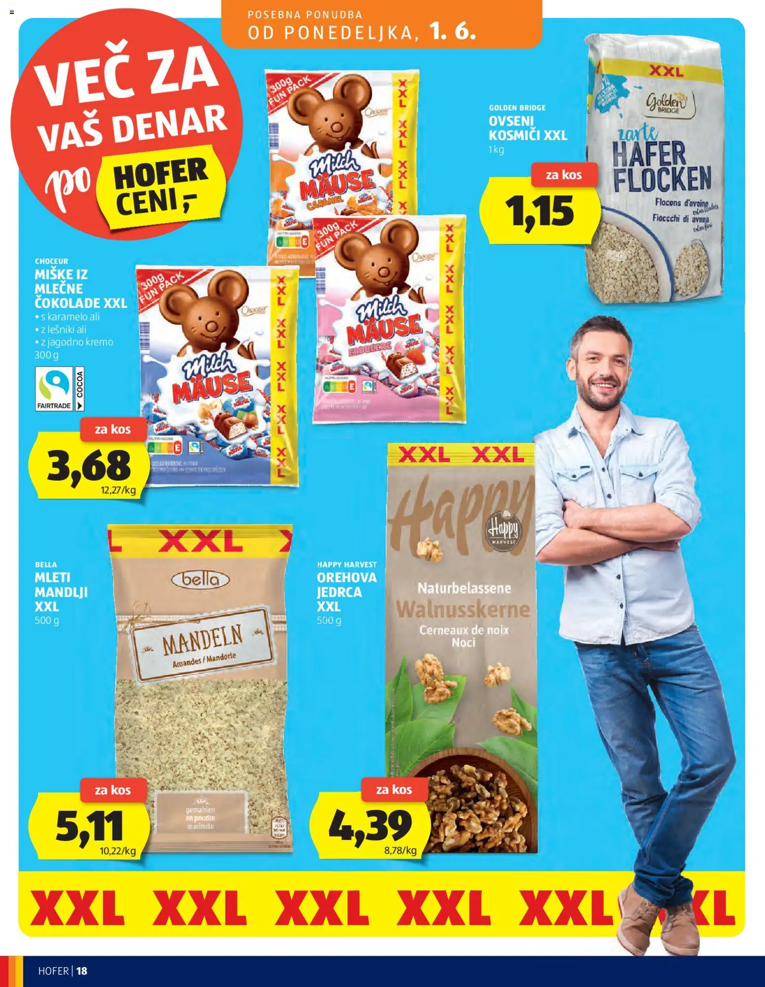 Novi Hofer katalog ponudbe – veljaven od 27.05.2026 | Stran: 18 | Izdelki: Mandlji, Kos, Kosmici