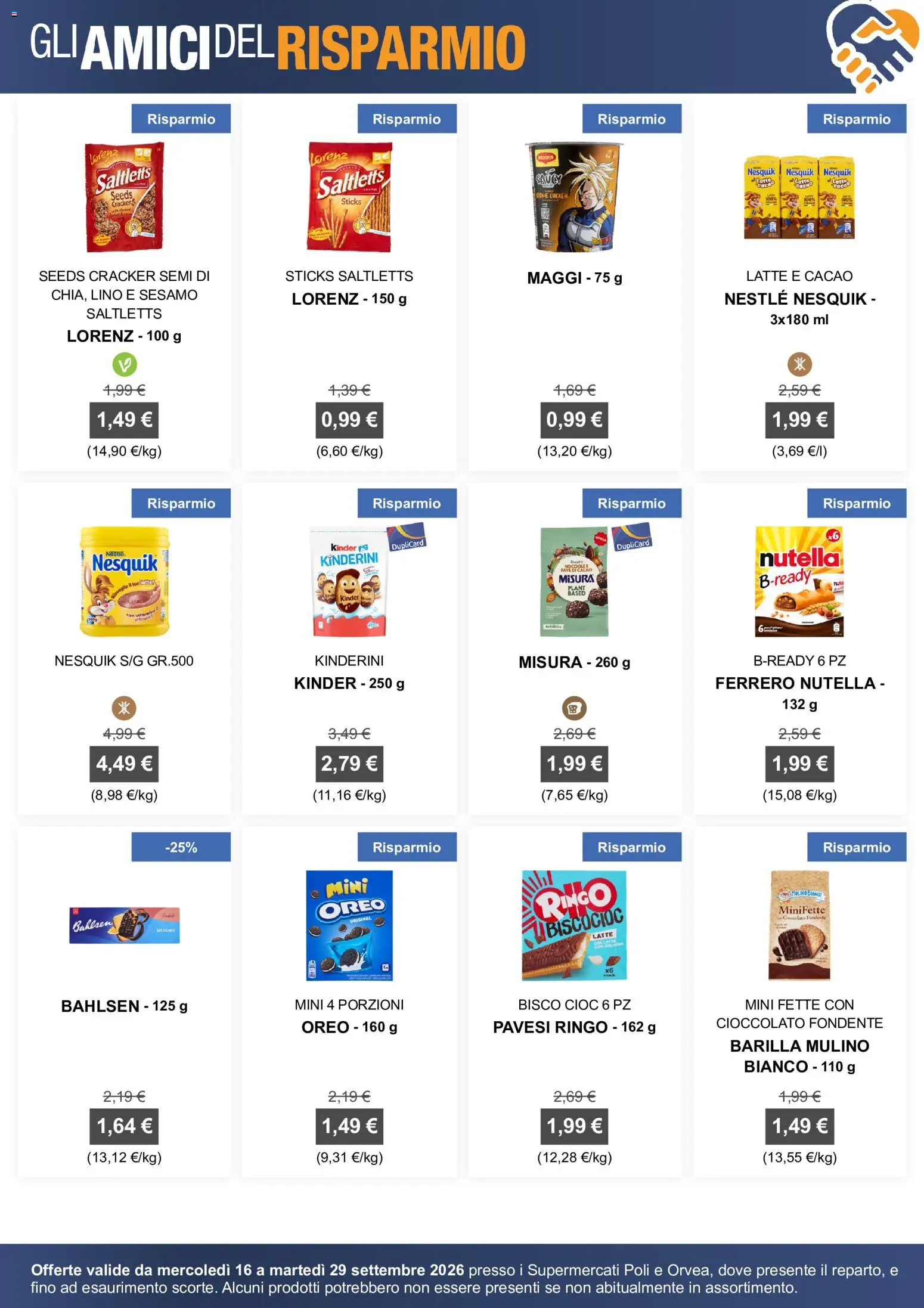 Volantino Poli del 16/09/2026 | Pagina: 2 | Prodotti: Cioccolato, Latte, Crackers, Sesamo