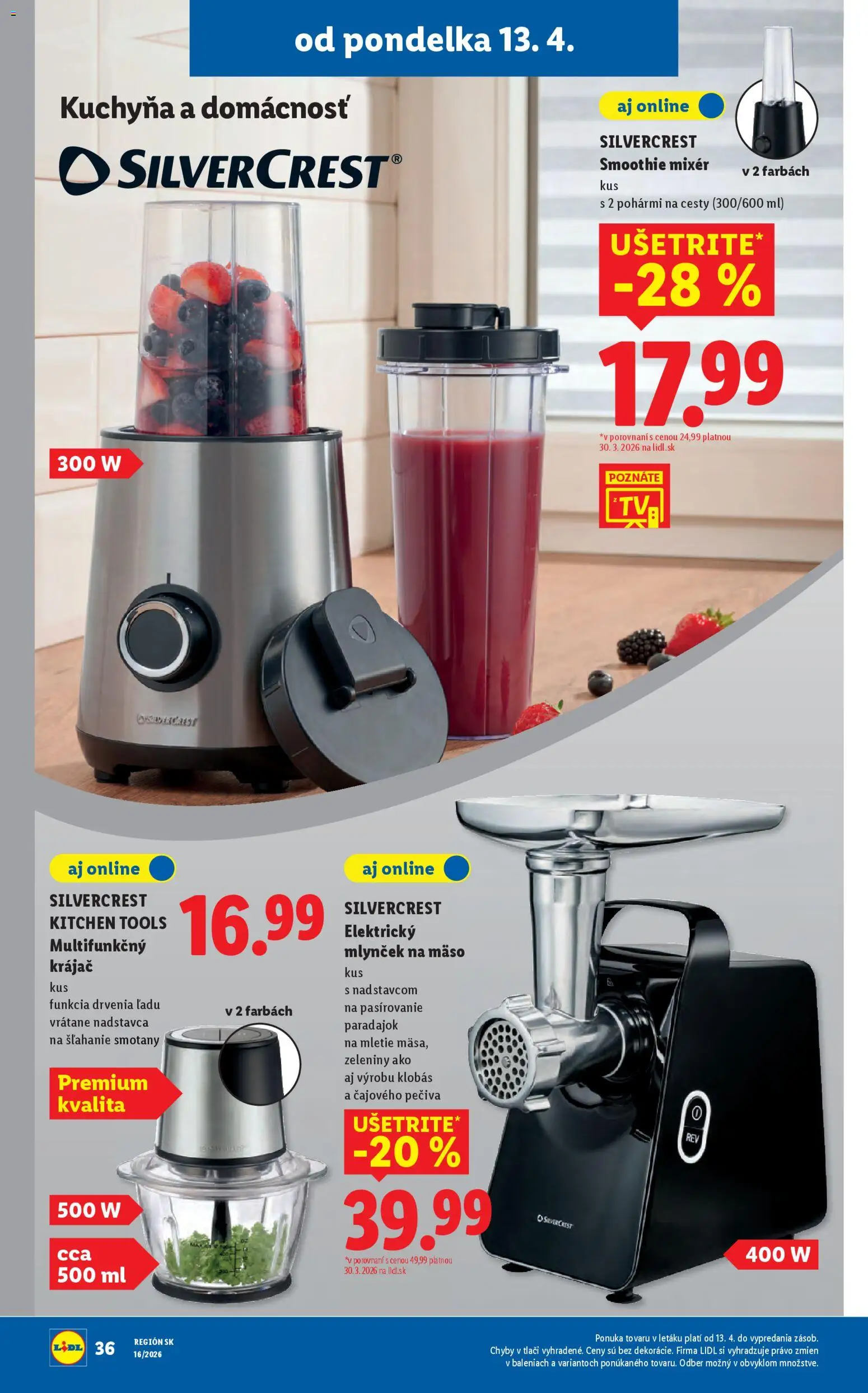 Nové Lidl akcie – leták je platný od 13.04.2026 | Strana: 40 | Produkty: Kuchyňa, Mixér, Mlynček