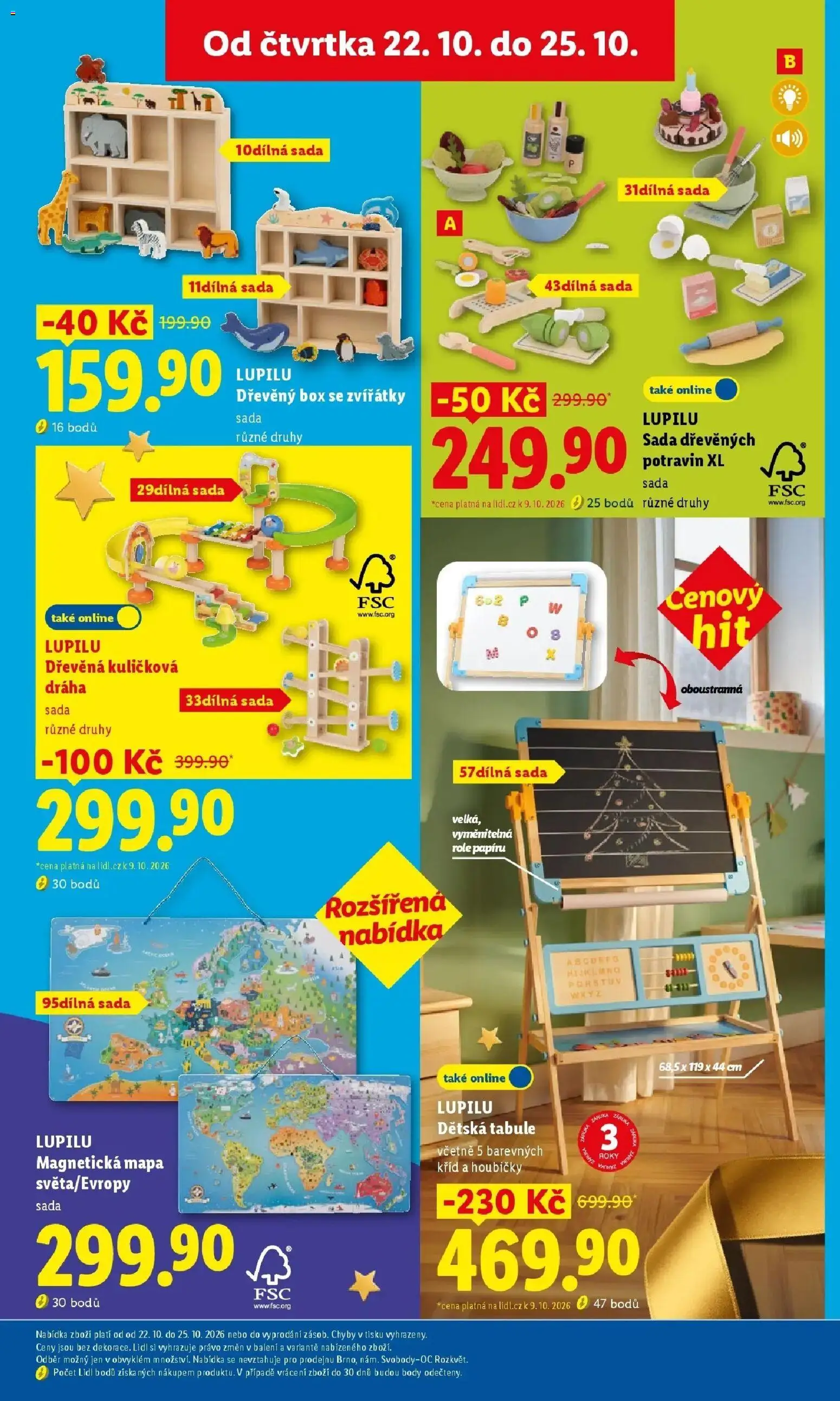 Lidl leták od 19.10.2026 - Nový akční leták | Strana: 23 | Produkty: Dětská tabule, Kuličková dráha, Dřevěná kuličková dráha, Body