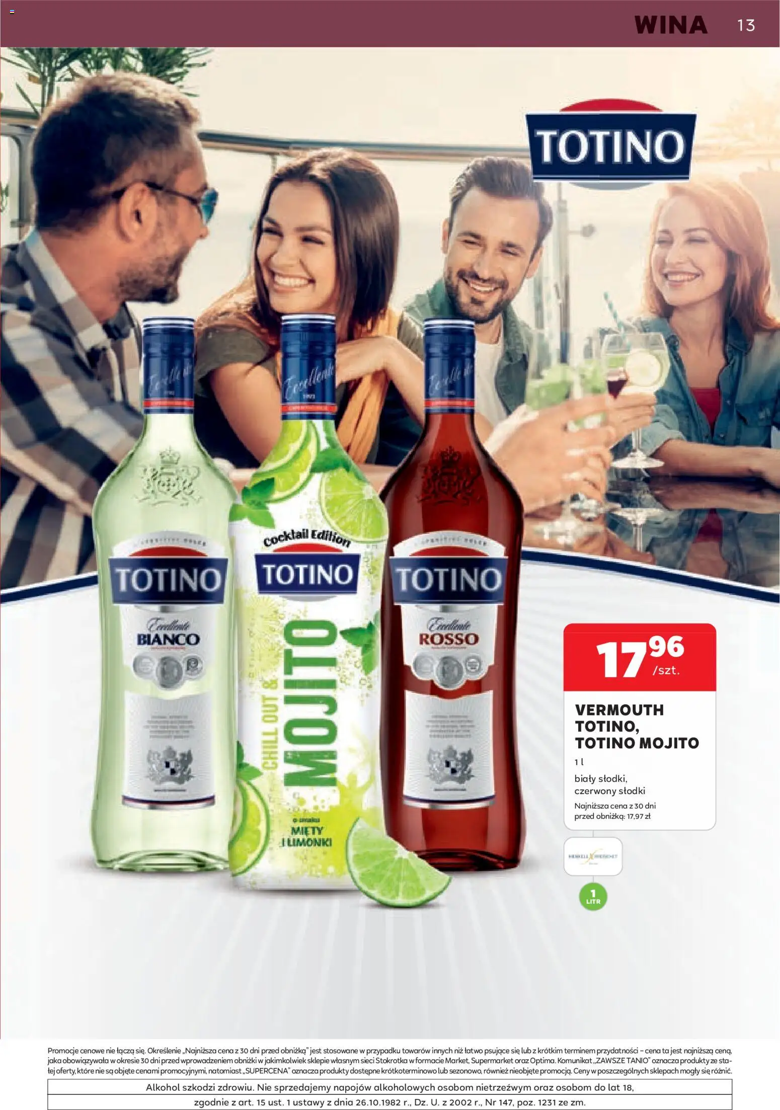 Stokrotka gazetka - Oferta alkoholowa od 29.10.2026 | Strona: 13 | Produkty: Mojito, Stokrotka, Vermouth, Alkohol