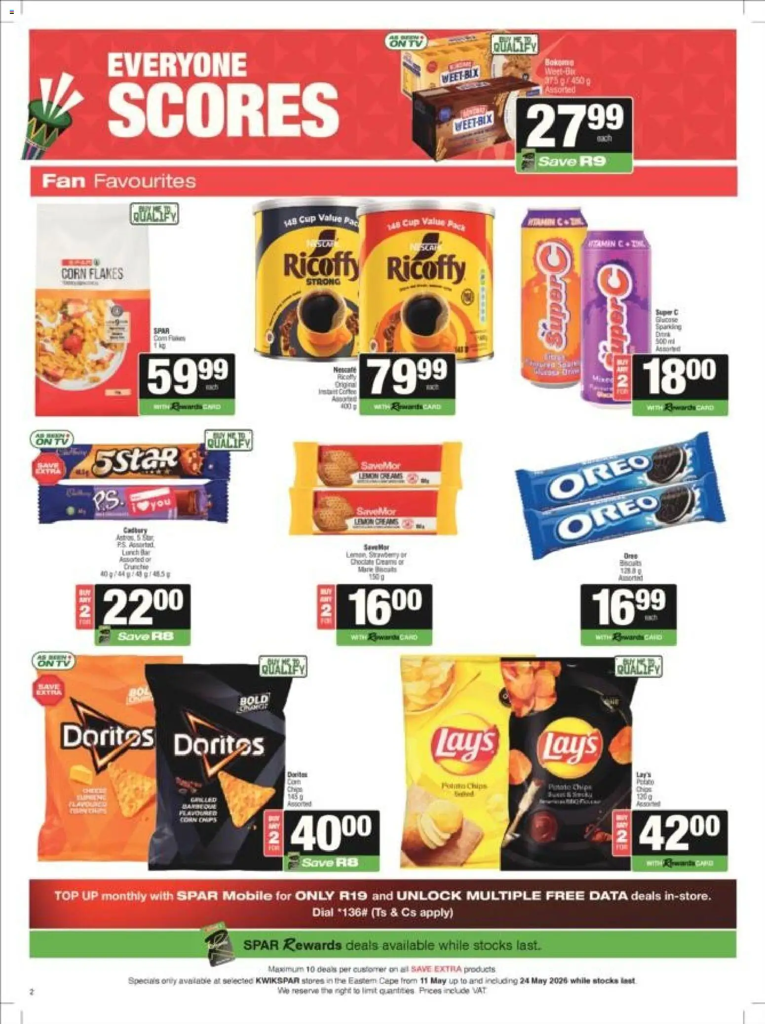 New KWIKSPAR catalogue – valid from 11.05.2026 | Page: 2 | Products: Corn, Data, Fan, Flakes