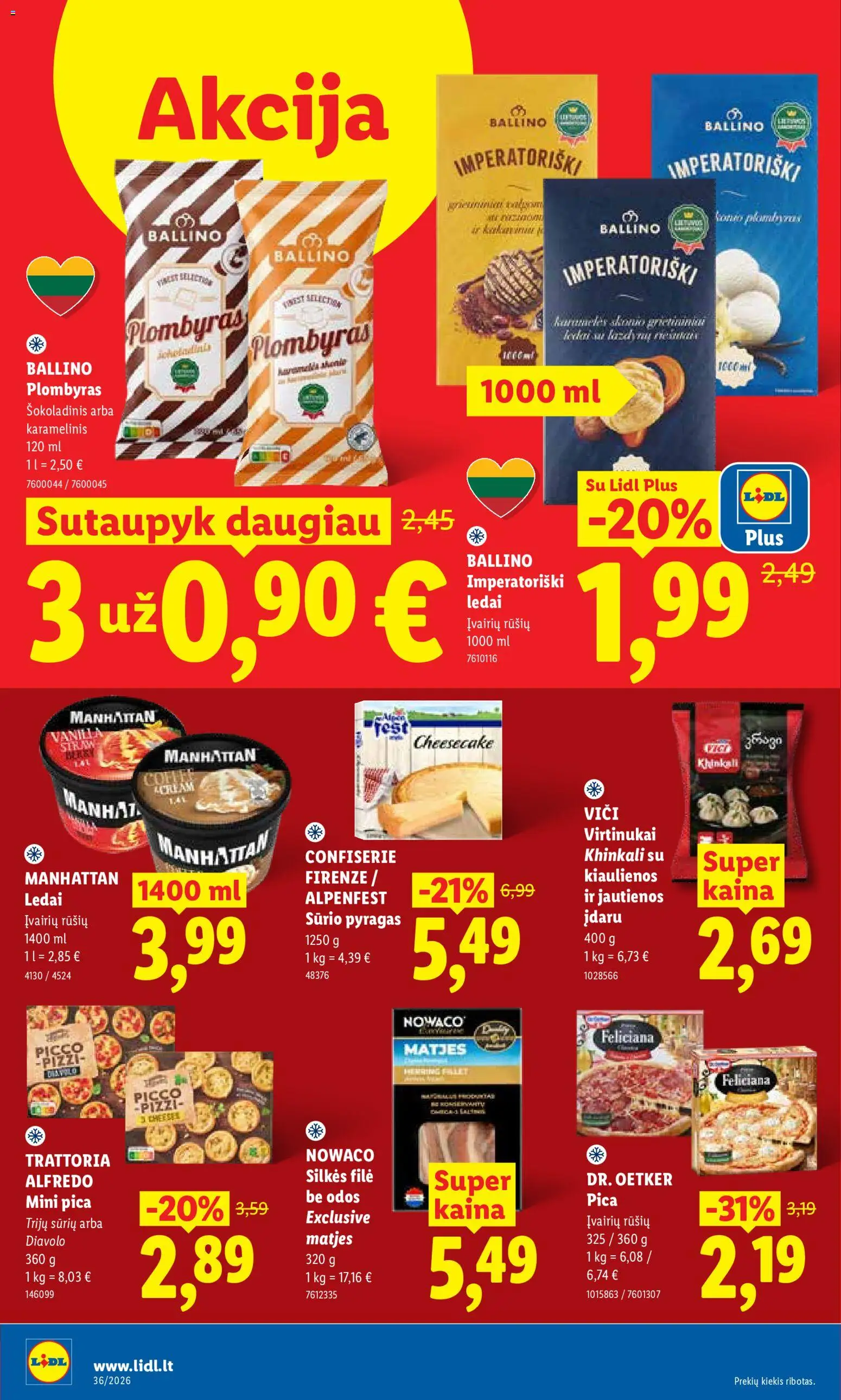 LIDL akcijos nuo 2026.08.31 | Puslapis: 12 | Prekių: Kiaulienos, Jautienos, Pyragas, Plombyras