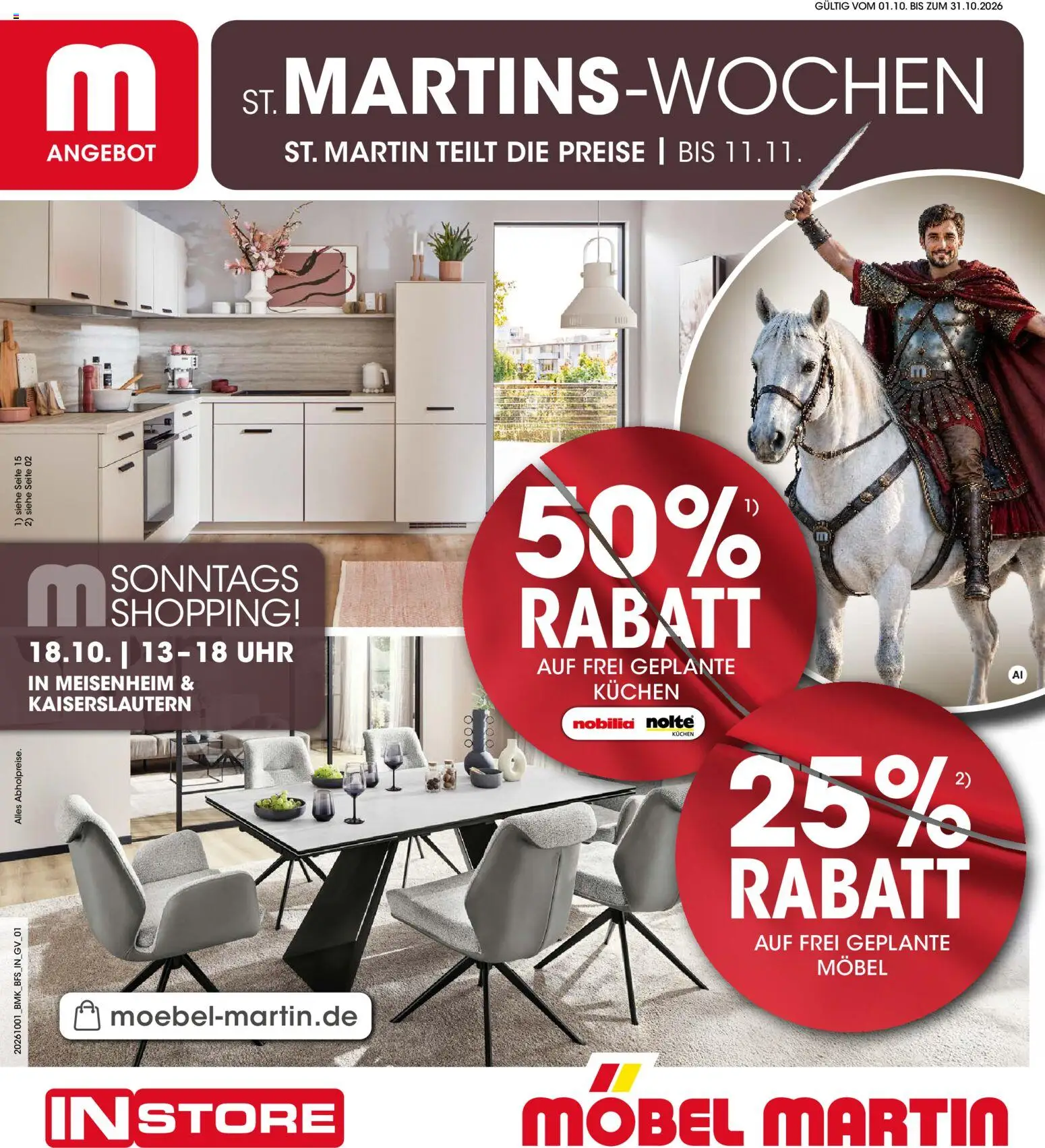 Möbel Martin Prospekt – gültig ab 01.10.2026 | Seite: 1 | Produkte: Kuchen, Uhr