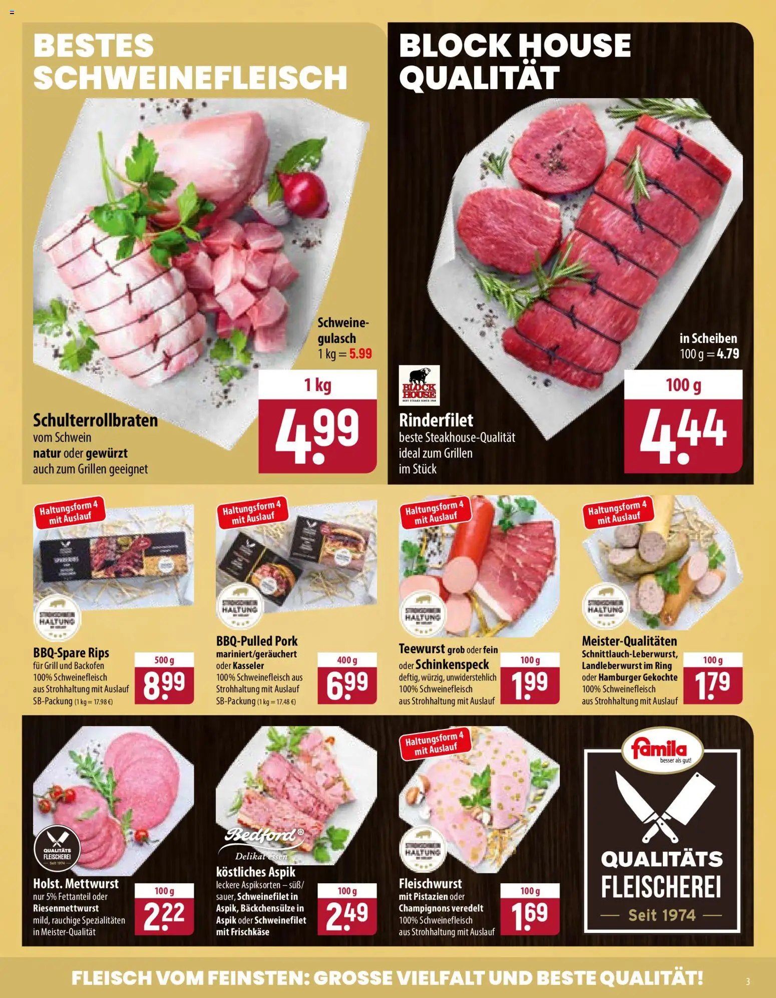 Famila Prospekt – gültig ab 03.08.2026 | Seite: 3 | Produkte: Rinderfilet, Pistazien, Backofen, Schweinefleisch
