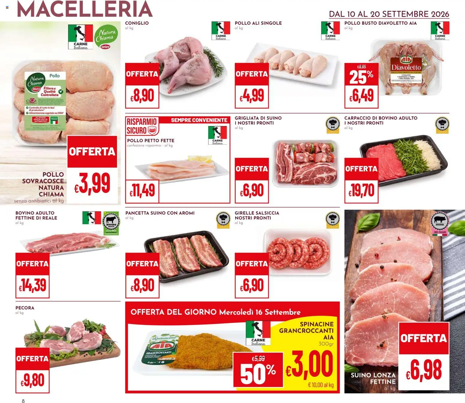 Volantino Pan del 10/09/2026 | Pagina: 8 | Prodotti: Bovino, Coniglio, Carne, Terra