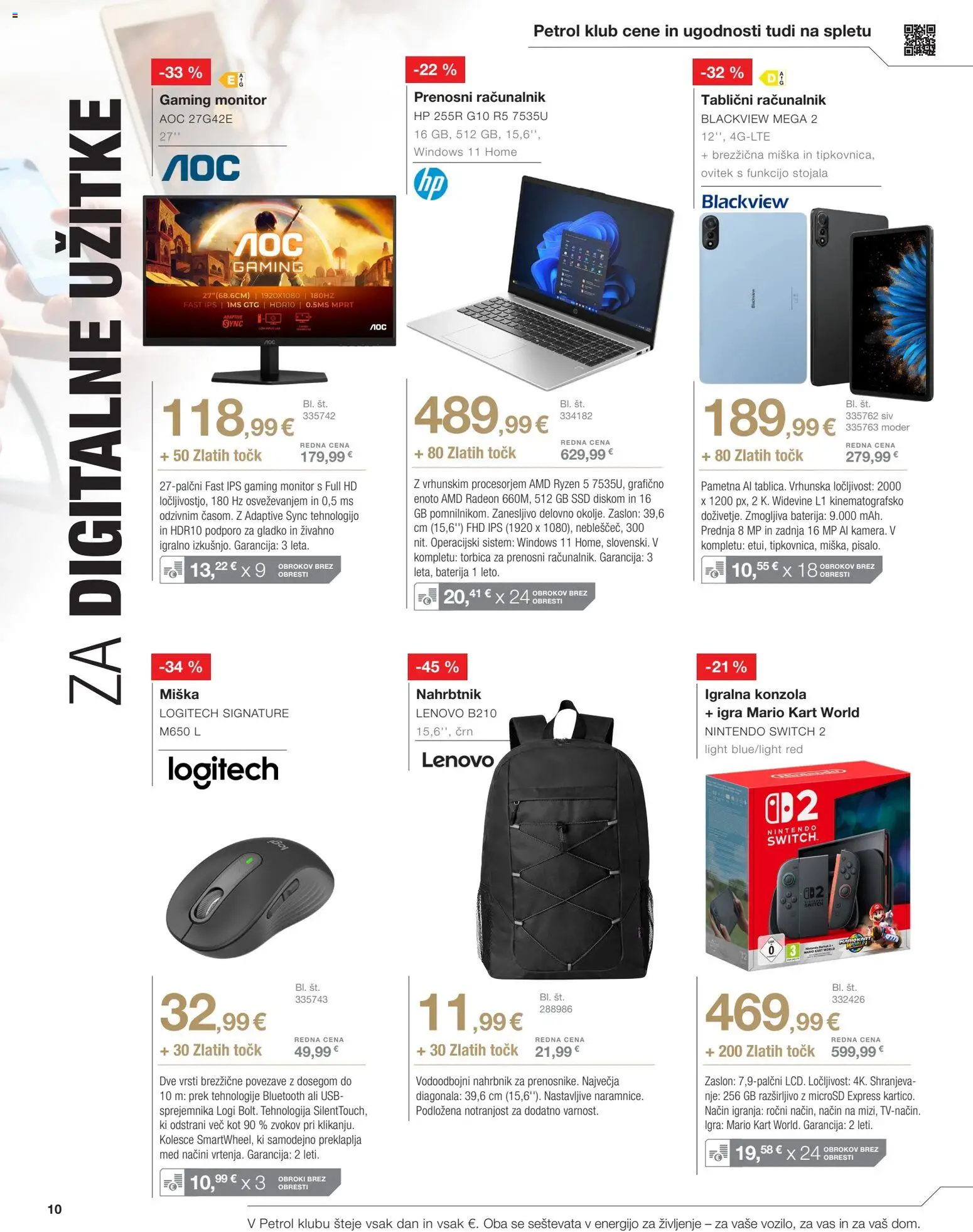 Novi Petrol katalog ponudbe – veljaven od 02.03.2026 | Stran: 10 | Izdelki: Baterija, Ovitek, Usb, Nahrbtnik