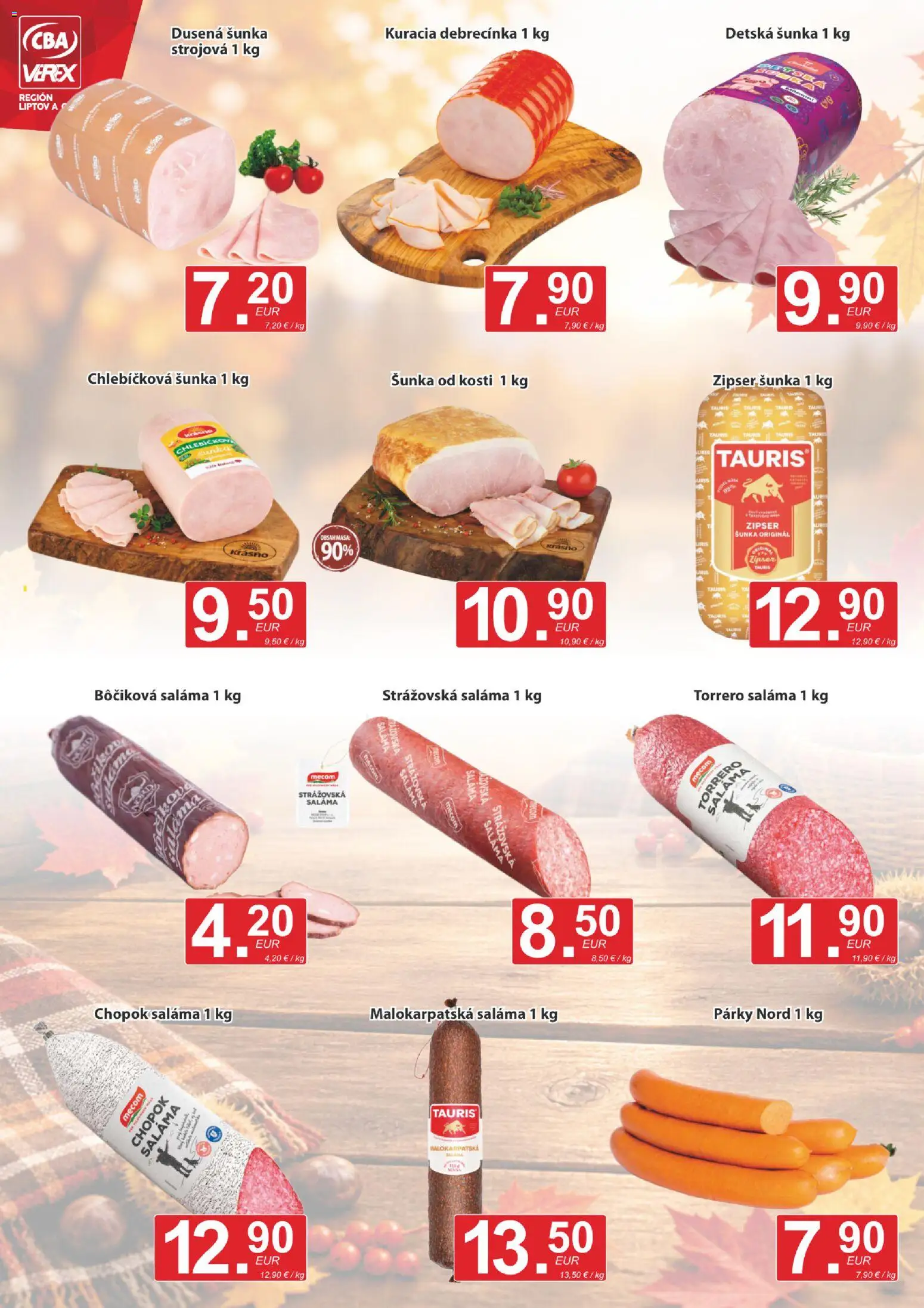 Nové CBA Verex akcie – leták je platný od 17.09.2026 | Strana: 2 | Produkty: Saláma, Šunka, Párky