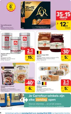 Gemalen koffie of koffiebonen, illy alle soorten van 250 g, Voorbeeld: koffiebonen Intenso, 21.74/kg - Voordeel 7.89 - Voorbeeld van een folder van Carrefour, geldig van 08/07/2026 | Pagina: 4