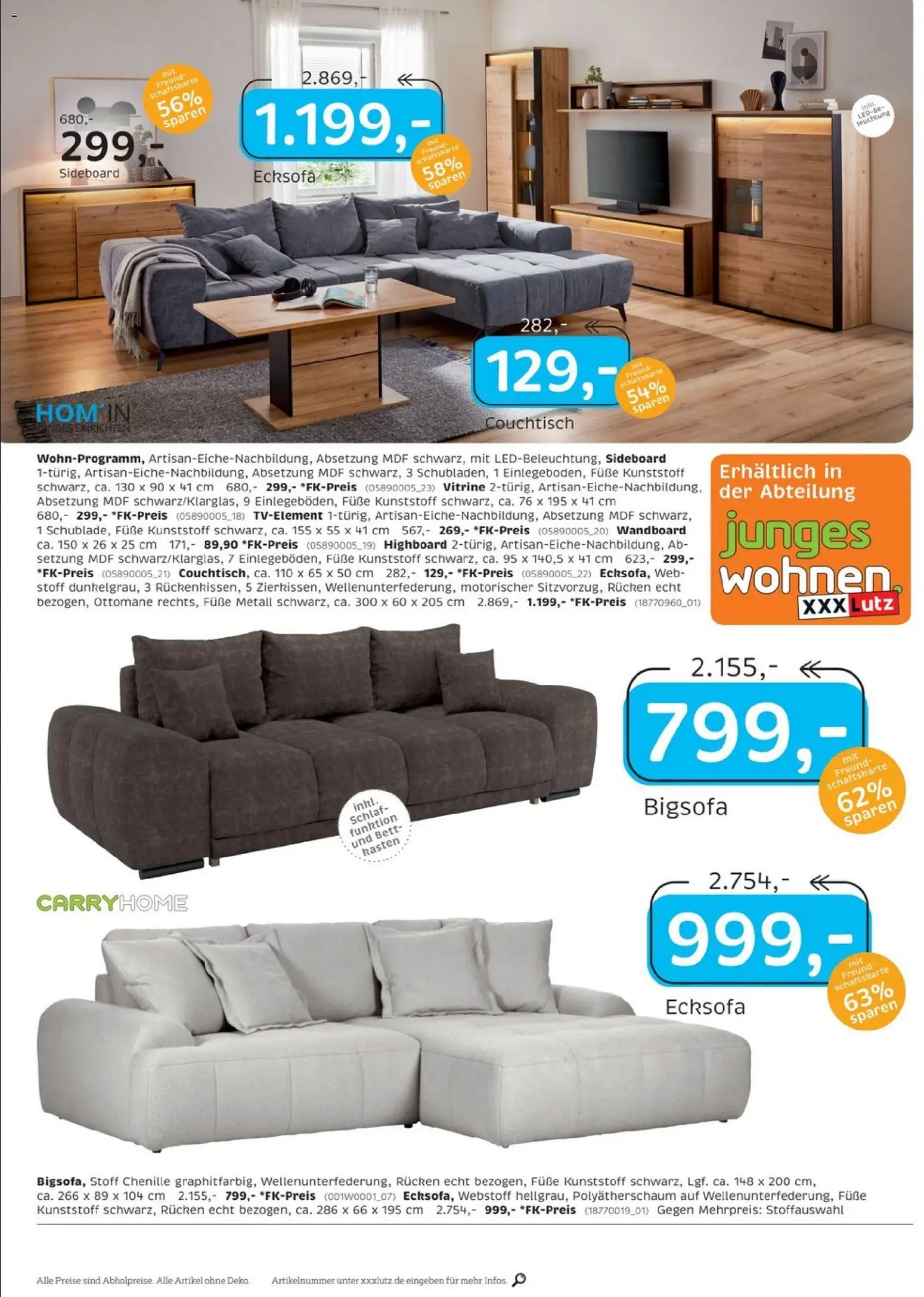 XXXLutz Restaurantgutscheine – gültig ab 09.04.2026 | Seite: 8 | Produkte: Sideboard, Ecksofa, Wandboard, Vitrine
