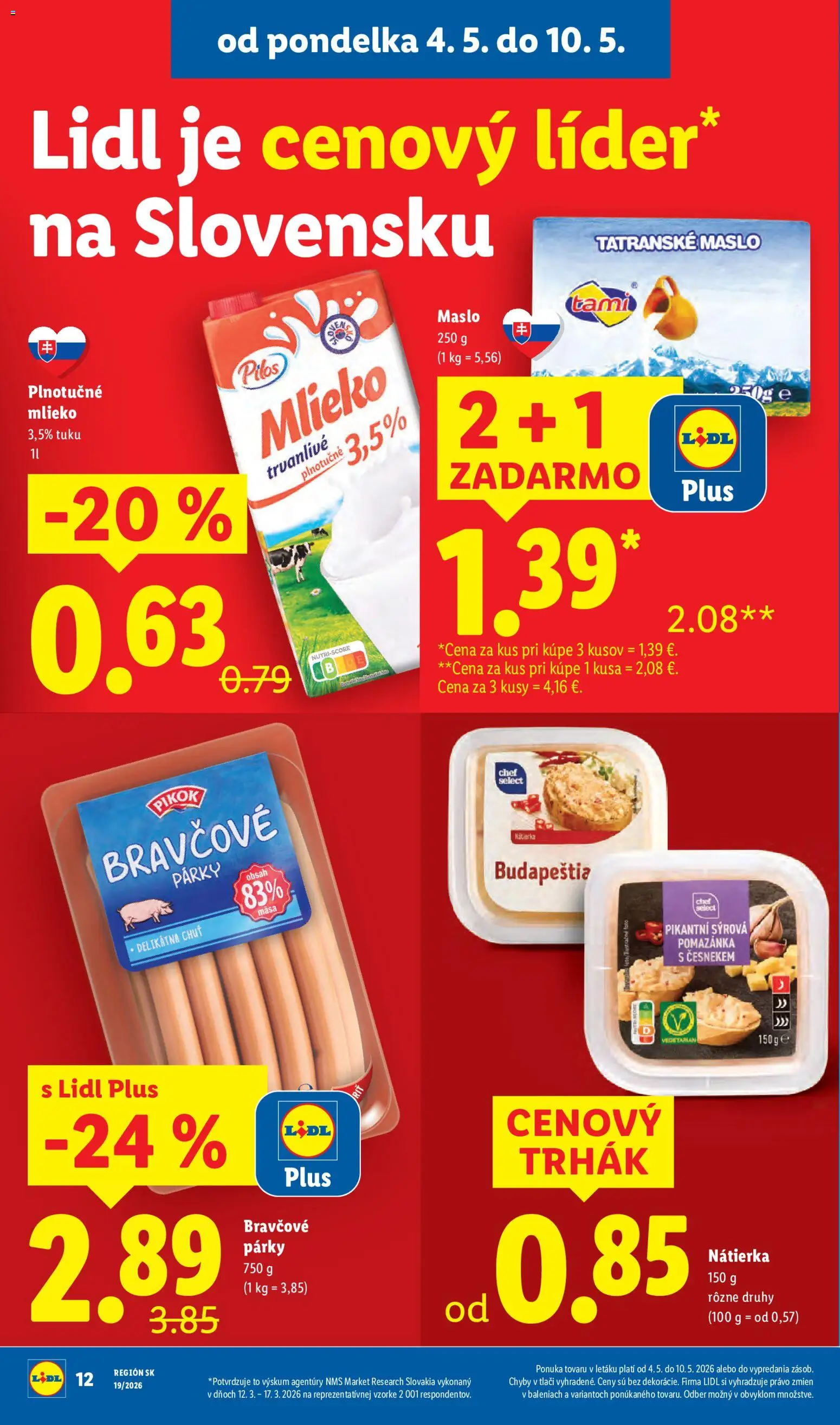 Nové Lidl akcie – leták je platný od 04.05.2026 | Strana: 18 | Produkty: Maslo, Mlieko, Tatranské maslo, Párky