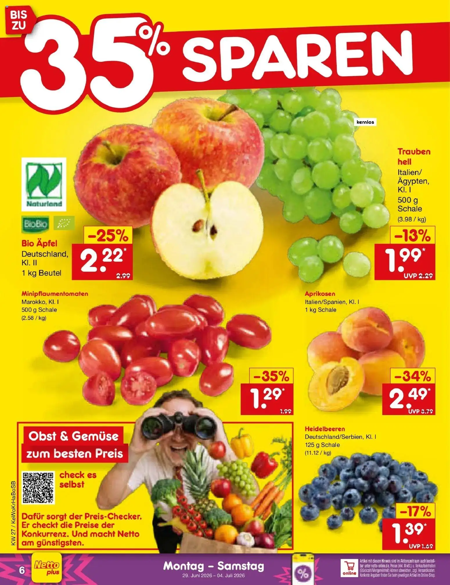 Netto Marken-Discount Prospekt Stadtlohn – gültig ab 29.06.2026 | Seite: 8 | Produkte: Trauben, Äpfel, Heidelbeeren, Obst