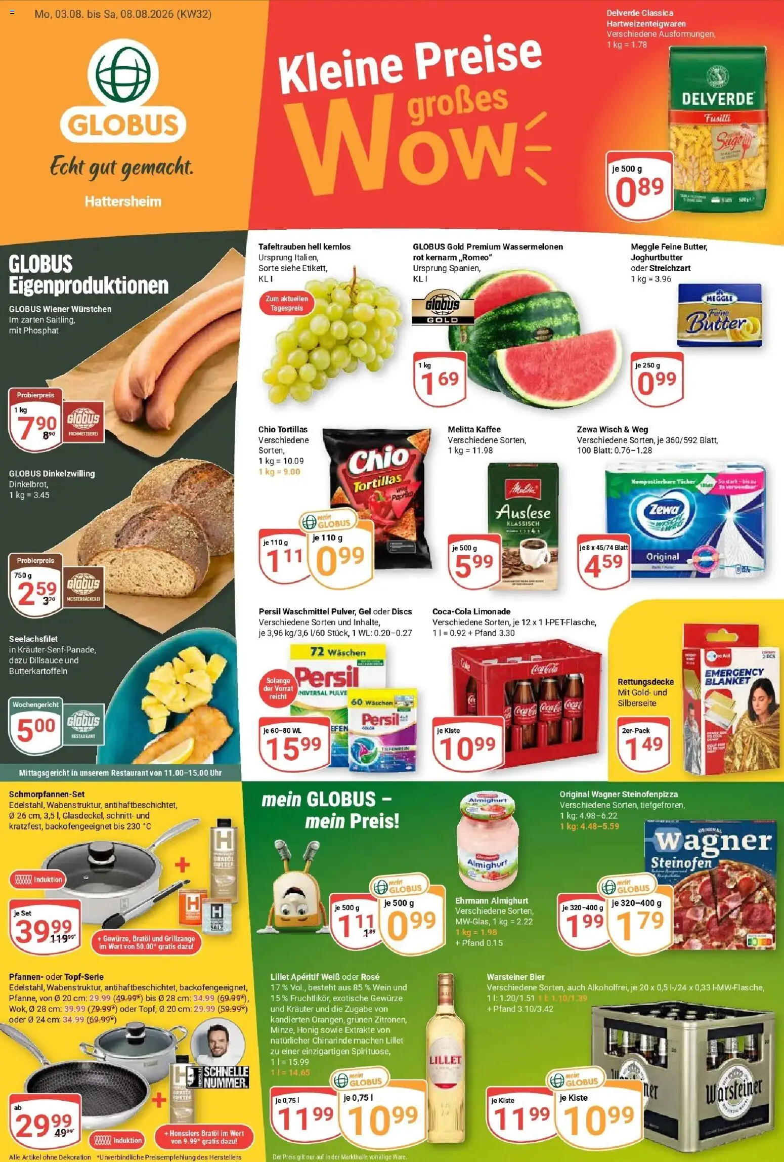 Globus Prospekt Hattersheim (ab 03.08.2026) » Angebote online | Seite: 5 | Produkte: Ehrmann almighurt, Waschmittel, Warsteiner, Chio tortillas
