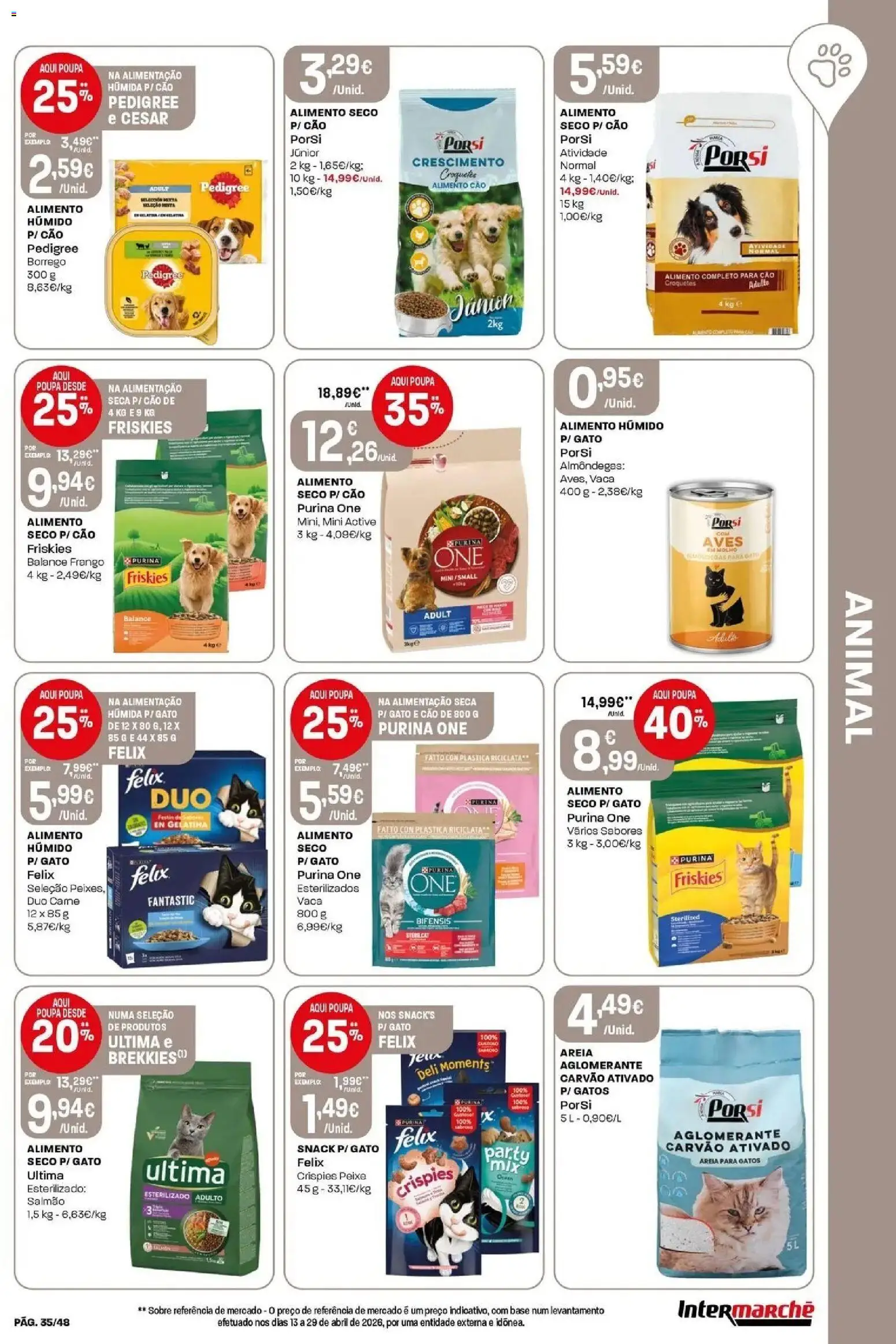 Intermarché - Isto é que são preços BAIXOS! │ válido de 28.05.2026 | Página: 35 | Produtos: Purina one, Areia, Frango, Base