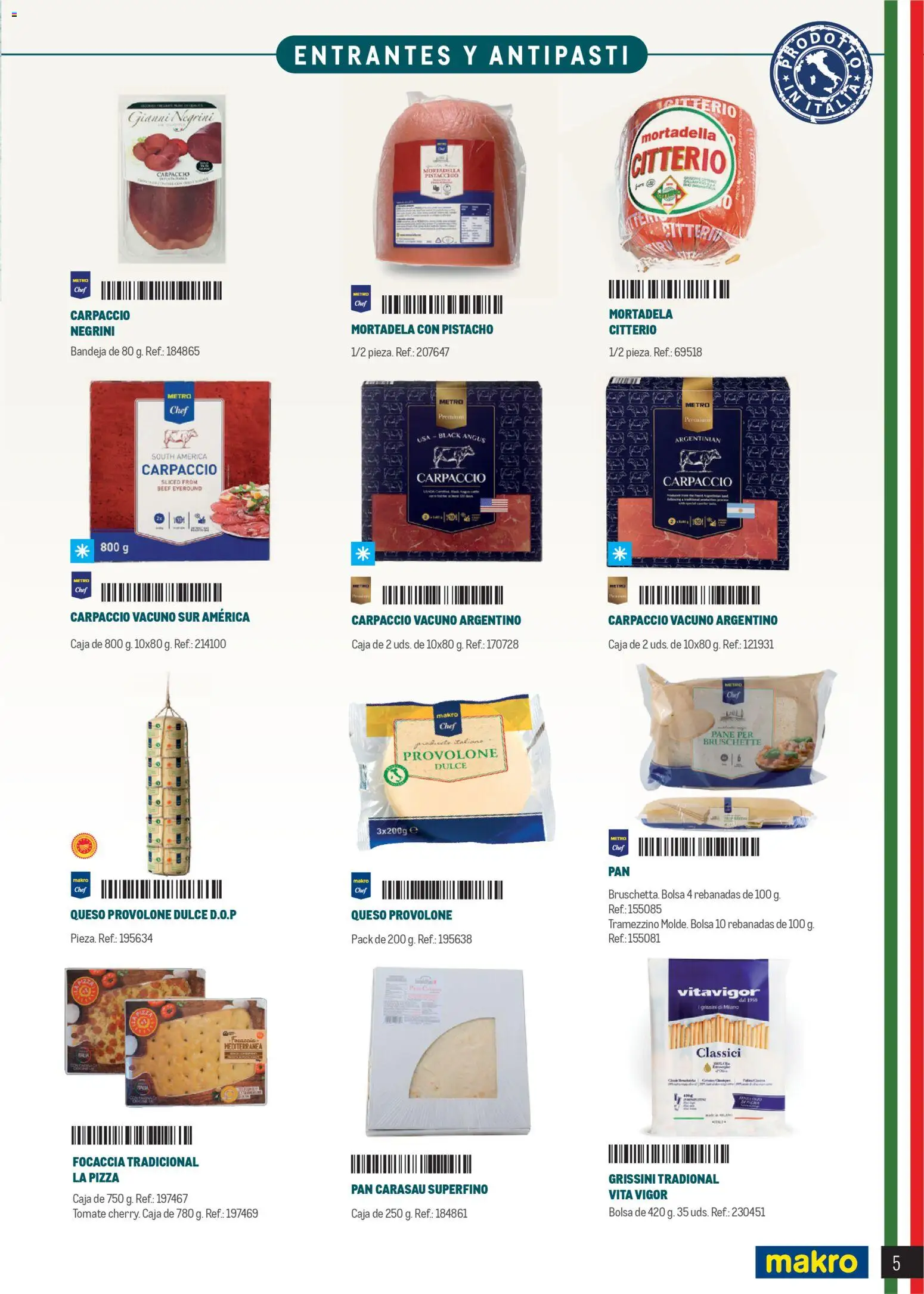 Makro Restaurantes italianos Canarias │ válido desde el 27.03.2026 | Página: 5 | Productos: Μπιμπερό, Pizza, Bolsa, Bandeja