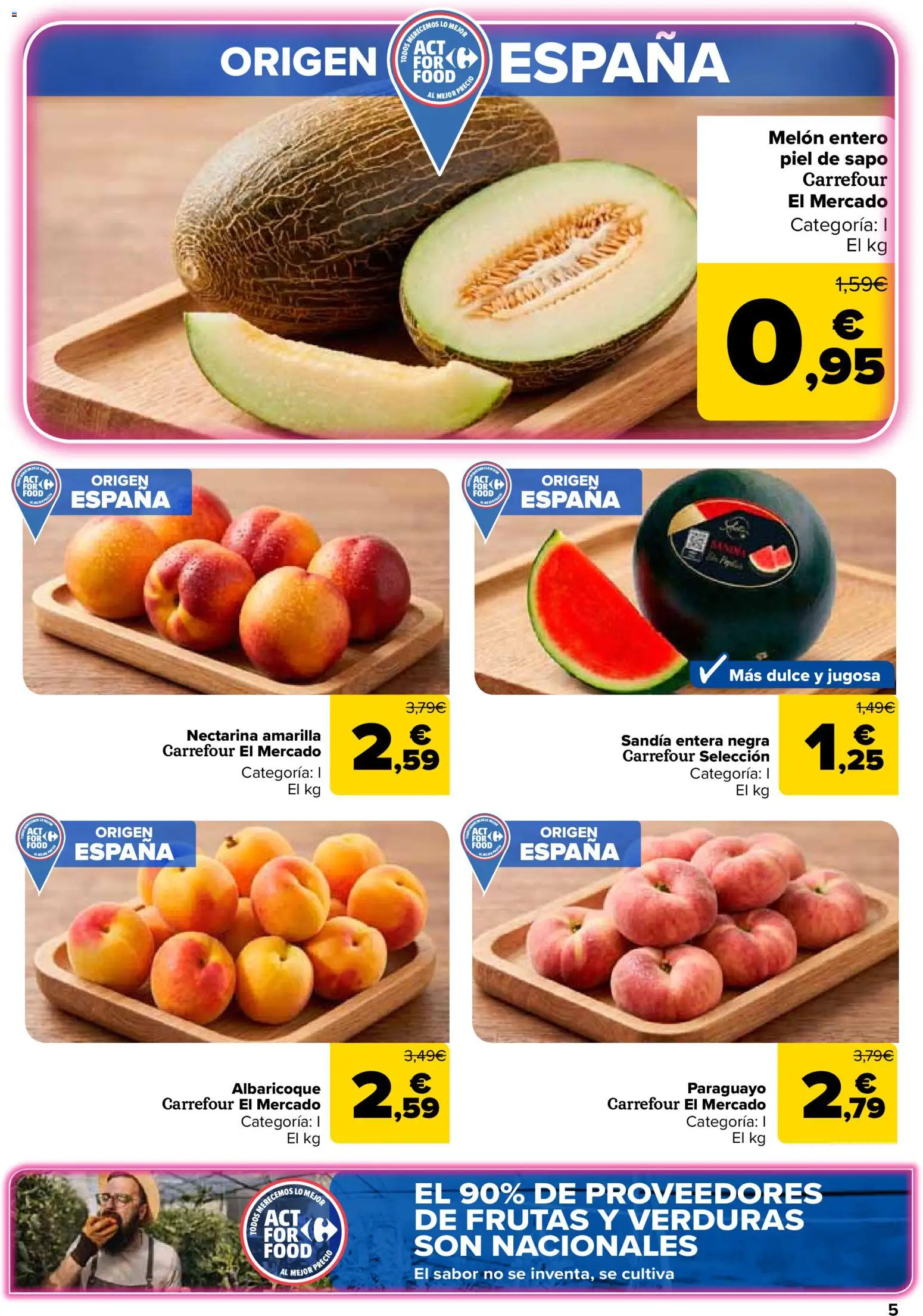 Carrefour folleto │ válido desde el 14/07/2026 | Página: 5 | Productos: Melón, Dulce, Verduras, Sandía