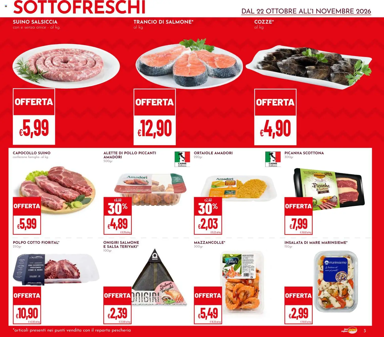 Volantino Pan del 22/10/2026 | Pagina: 3 | Prodotti: Insalata, Polpo, Suino, Salsiccia