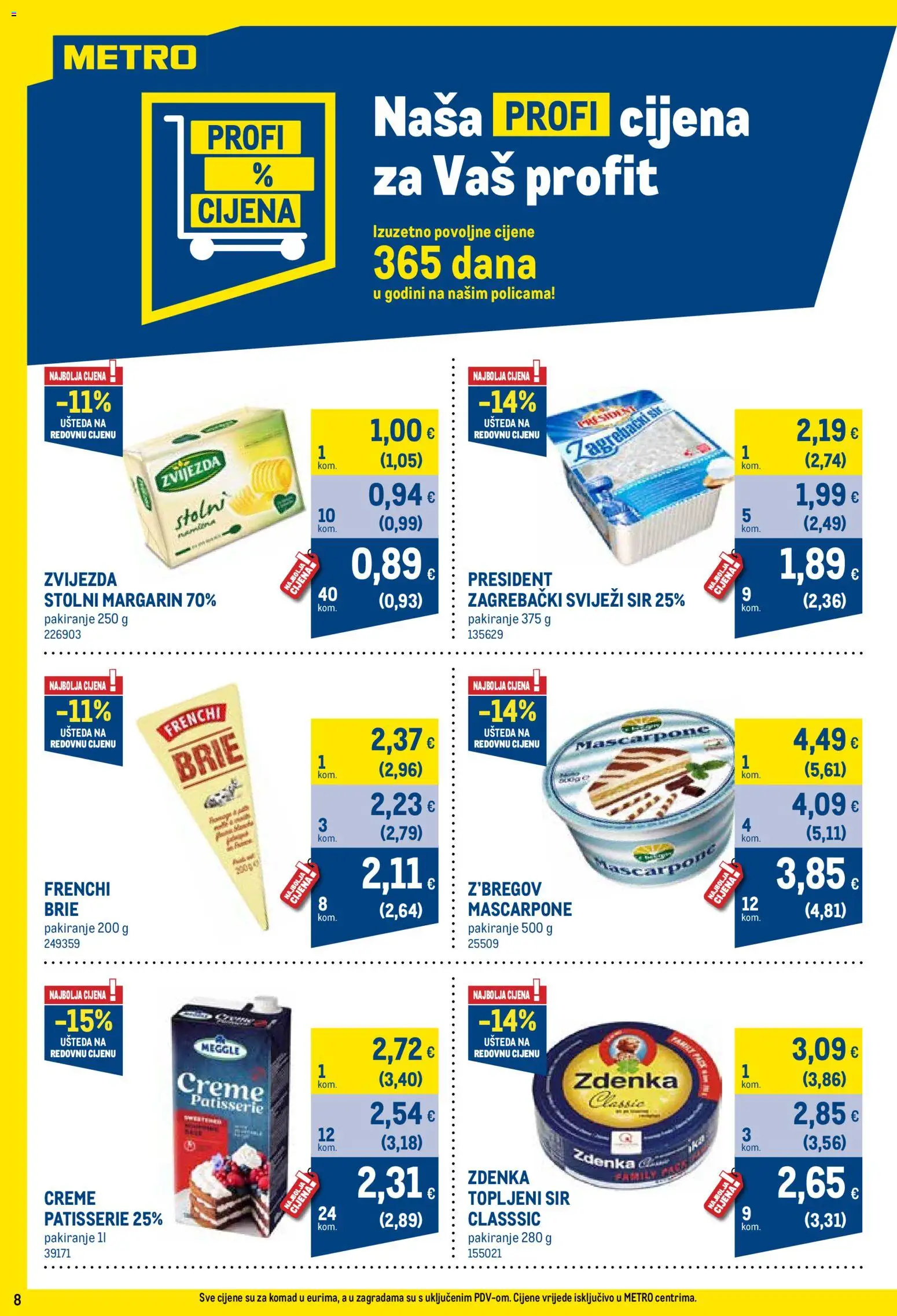 Metro katalog | vrijedi od 01.07.2026 | Stranica: 8 | Proizvodi: Mascarpone, Sir, Margarin