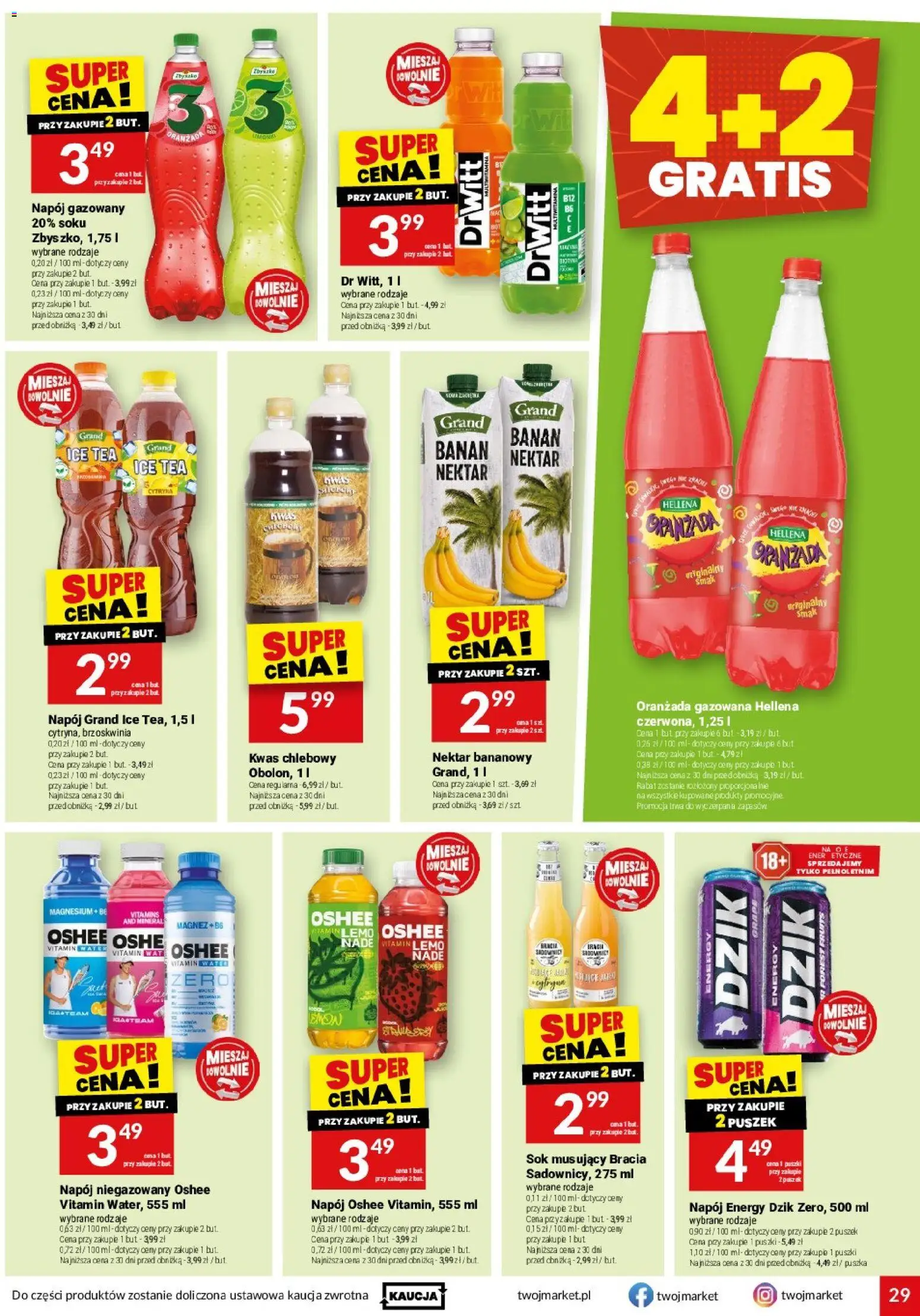 Twój Market gazetka od 15.07.2026 | Strona: 29 | Produkty: Brzoskwinia, Ice Tea, Kwas chlebowy, Sok