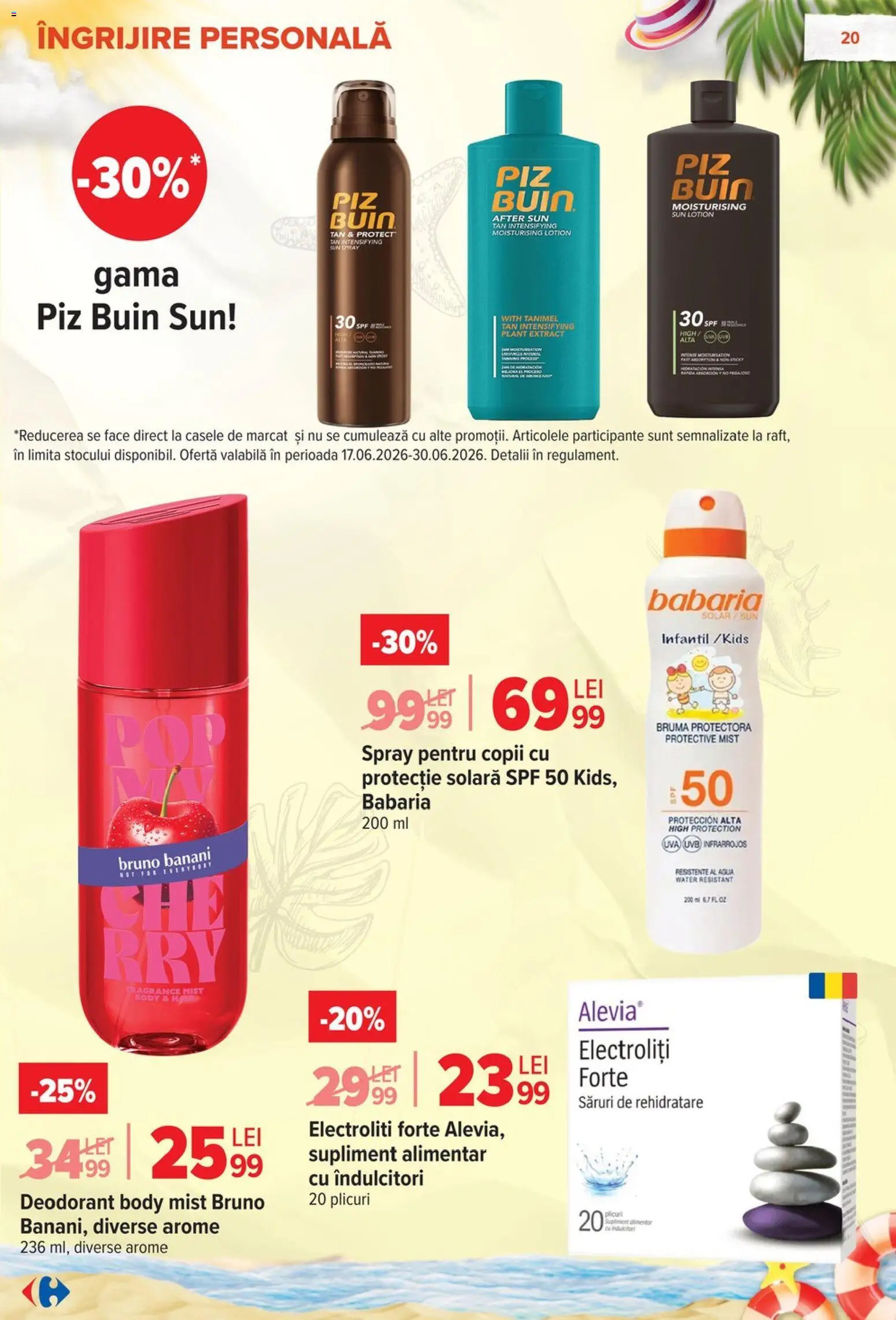 Noul catalog Carrefour – valabil de la 17.06.2026 | Pagină: 20 | Produse: Body, Protecție solară, Deodorant