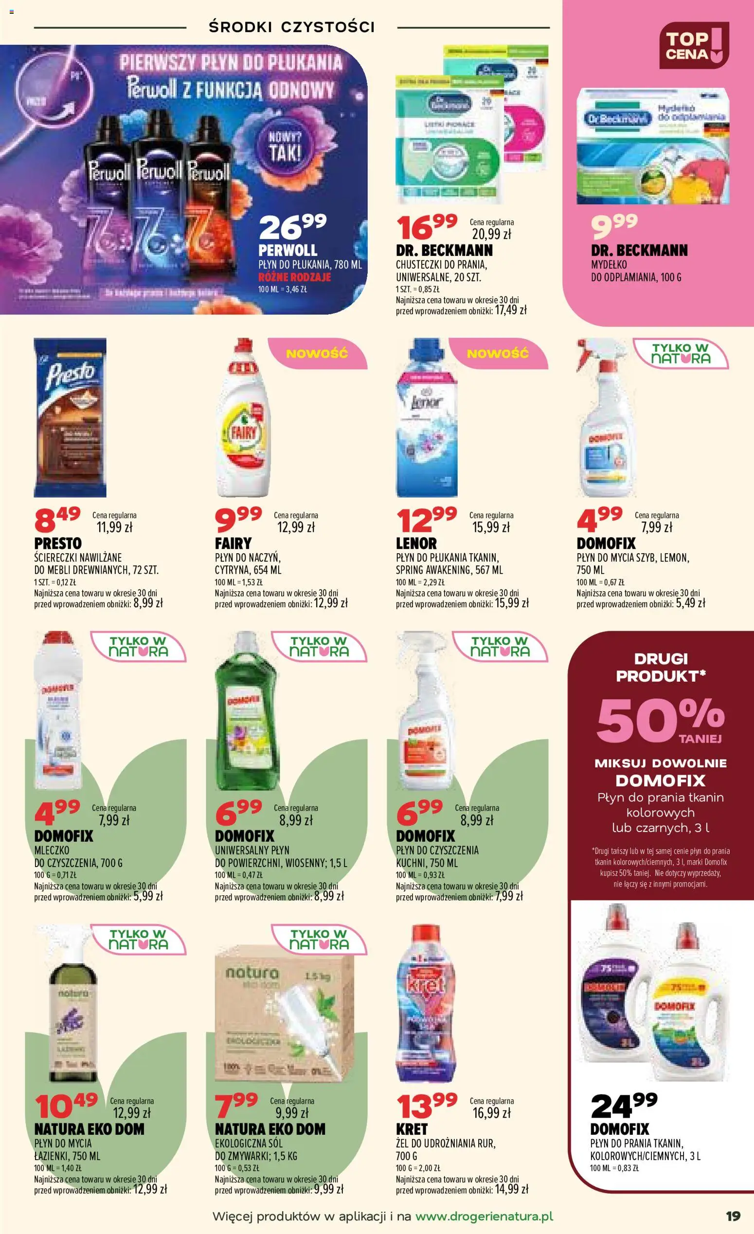 Drogerie Natura gazetka od 22.09.2026 | Strona: 19 | Produkty: Płyn do płukania, Chusteczki, Perwoll, Sól