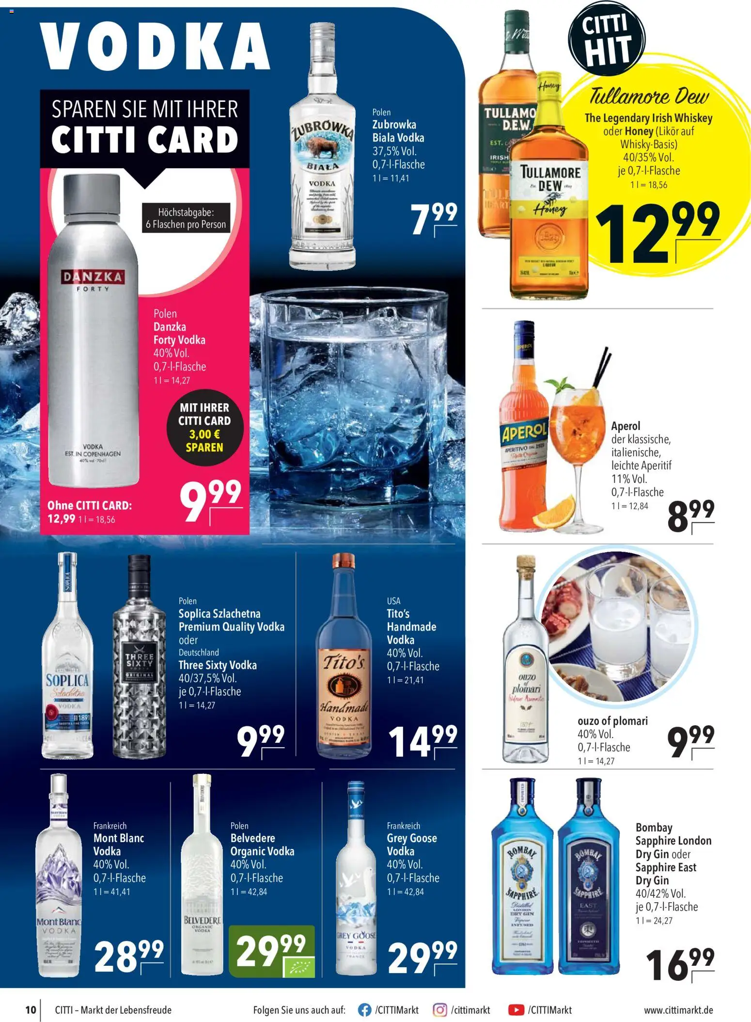 CITTI Markt Prospekt – gültig ab 09.09.2026 | Seite: 10 | Produkte: Ouzo, Likör, Vodka, Gin