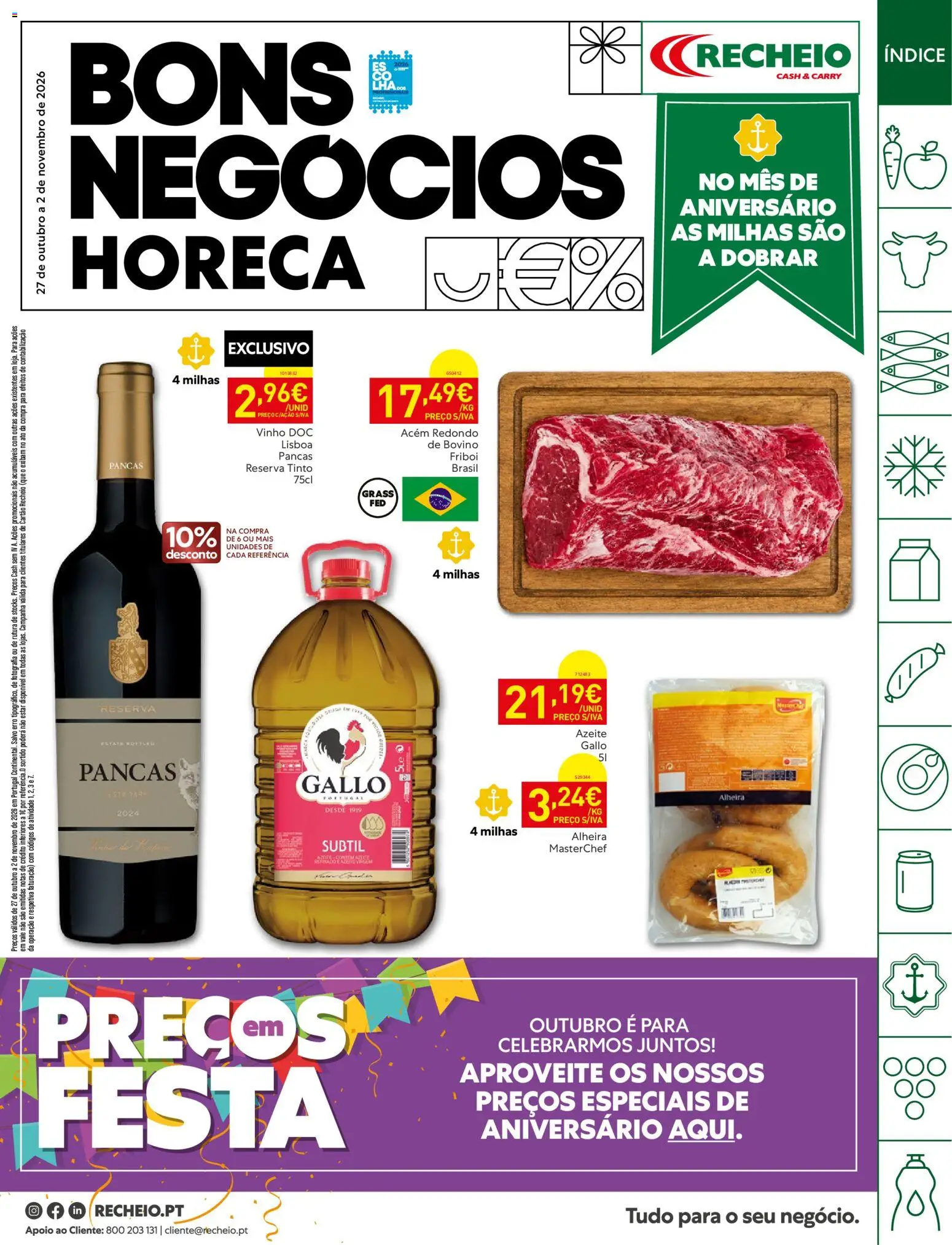 Recheio folheto Horeca │ válido de 27/10/2026 | Página: 1 | Produtos: Azeite, Vinho, Alheira