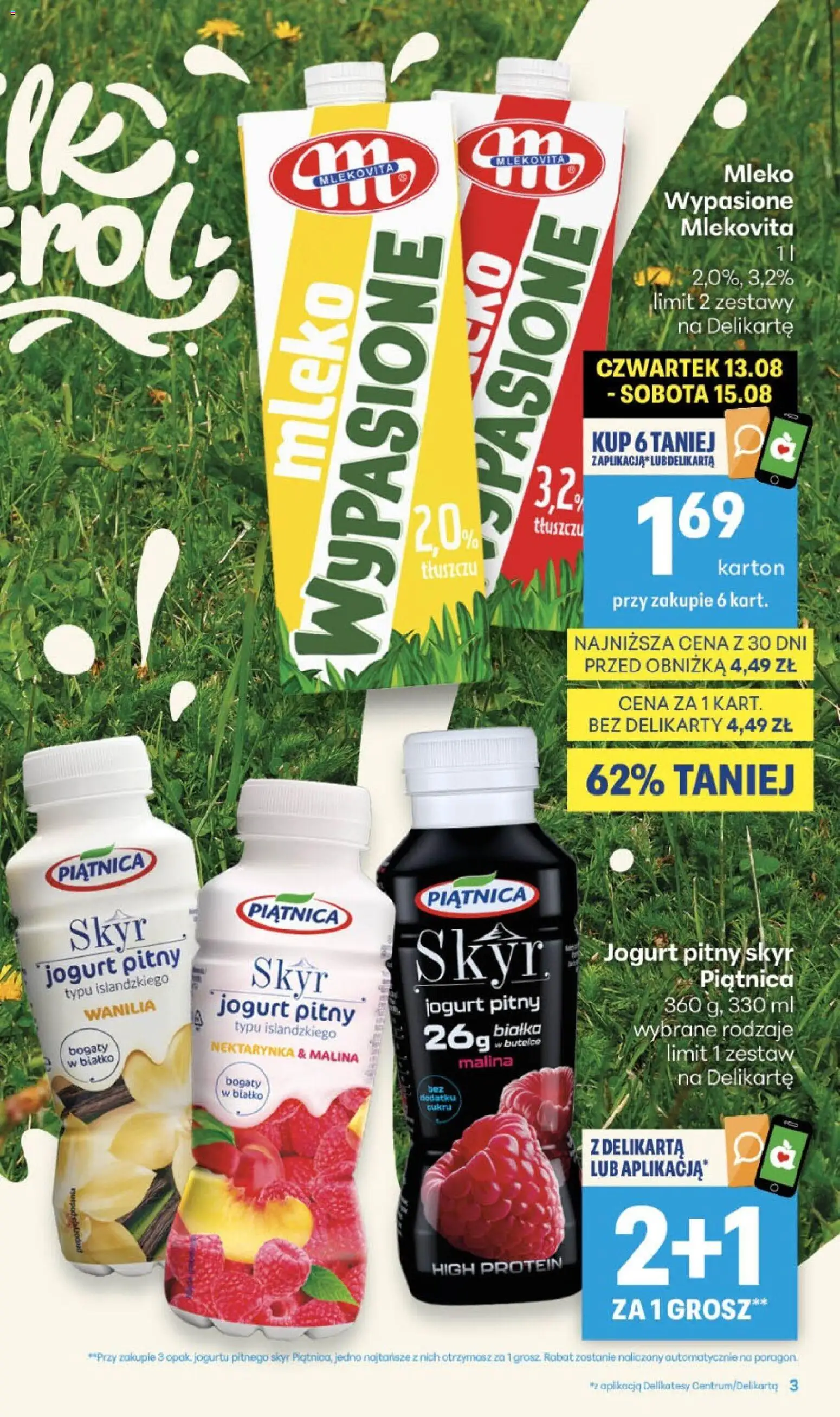 Delikatesy Centrum gazetka - Sklepy Własne od 13.08.2026 | Strona: 3 | Produkty: Nektarynka, Piątnica, Delikatesy, Mleko