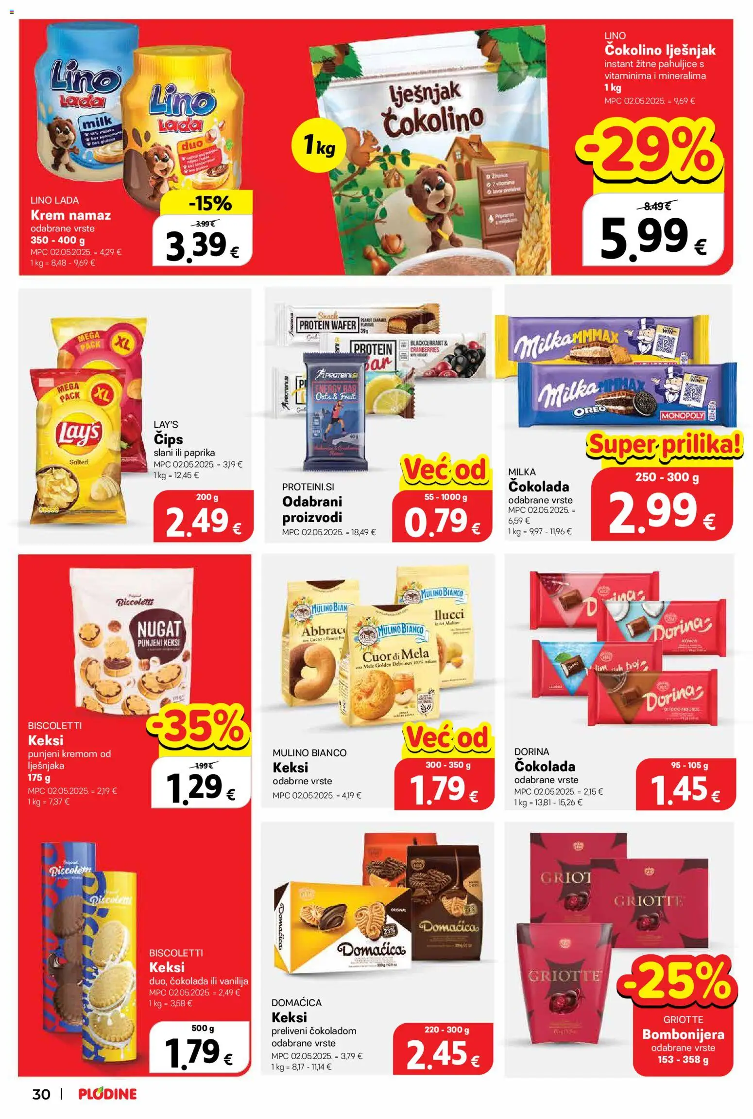Plodine katalog | vrijedi od 27.05.2026 | Stranica: 30 | Proizvodi: Dorina, Keksi, Lješnjak, Pahuljice