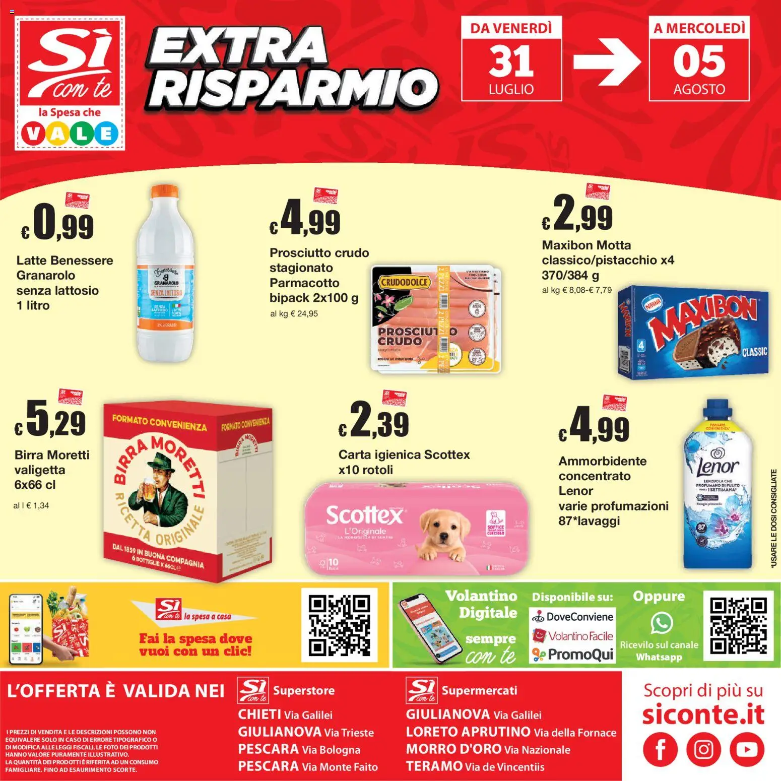 Volantino Sì con Te del 23/07/2026 | Pagina: 24 | Prodotti: Carta igienica, Birra, Valigetta, Lenzuola