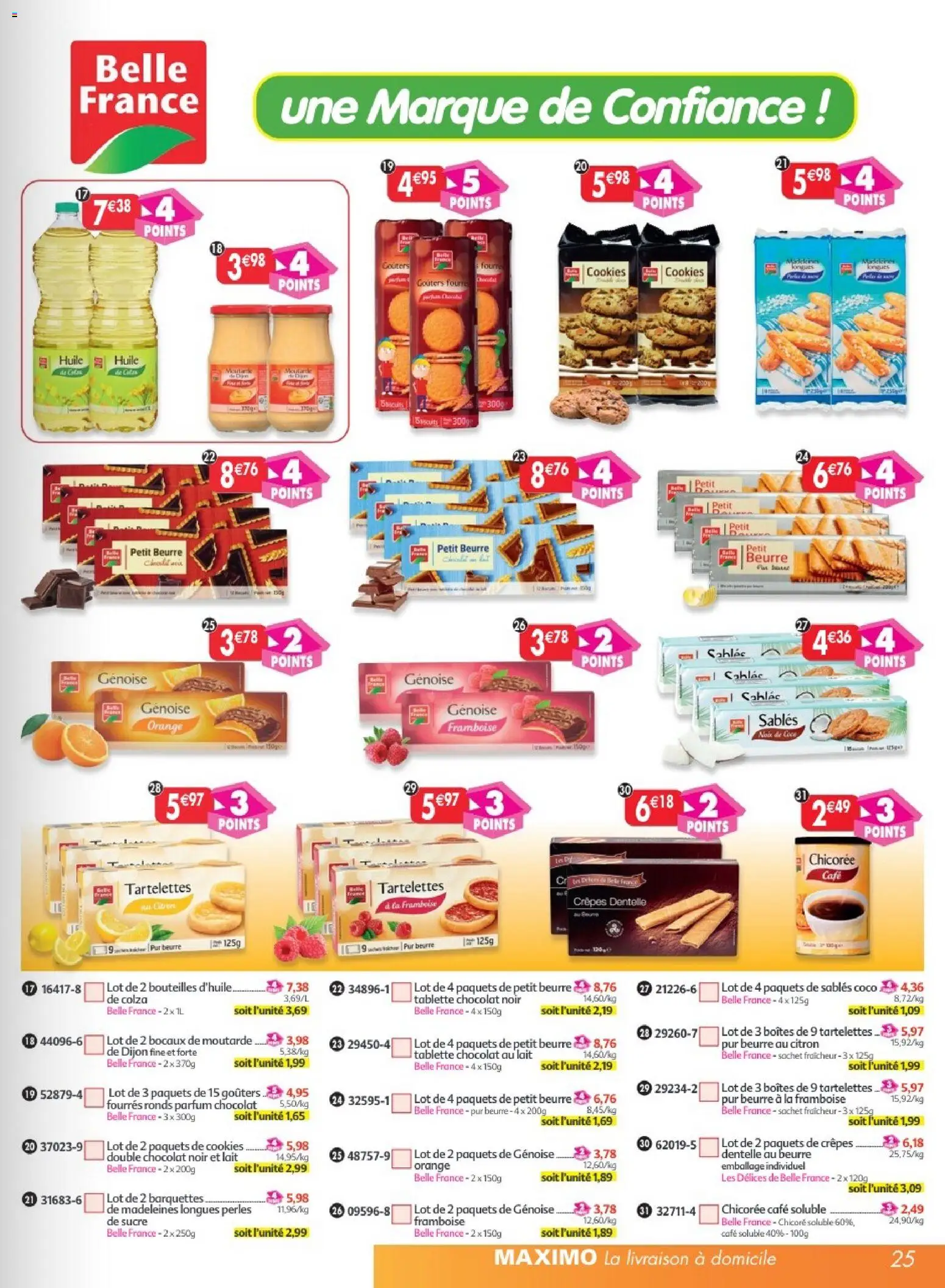 {H1} | Page: 25 | Produits: Tablette, Sucre, Café soluble, Moutarde