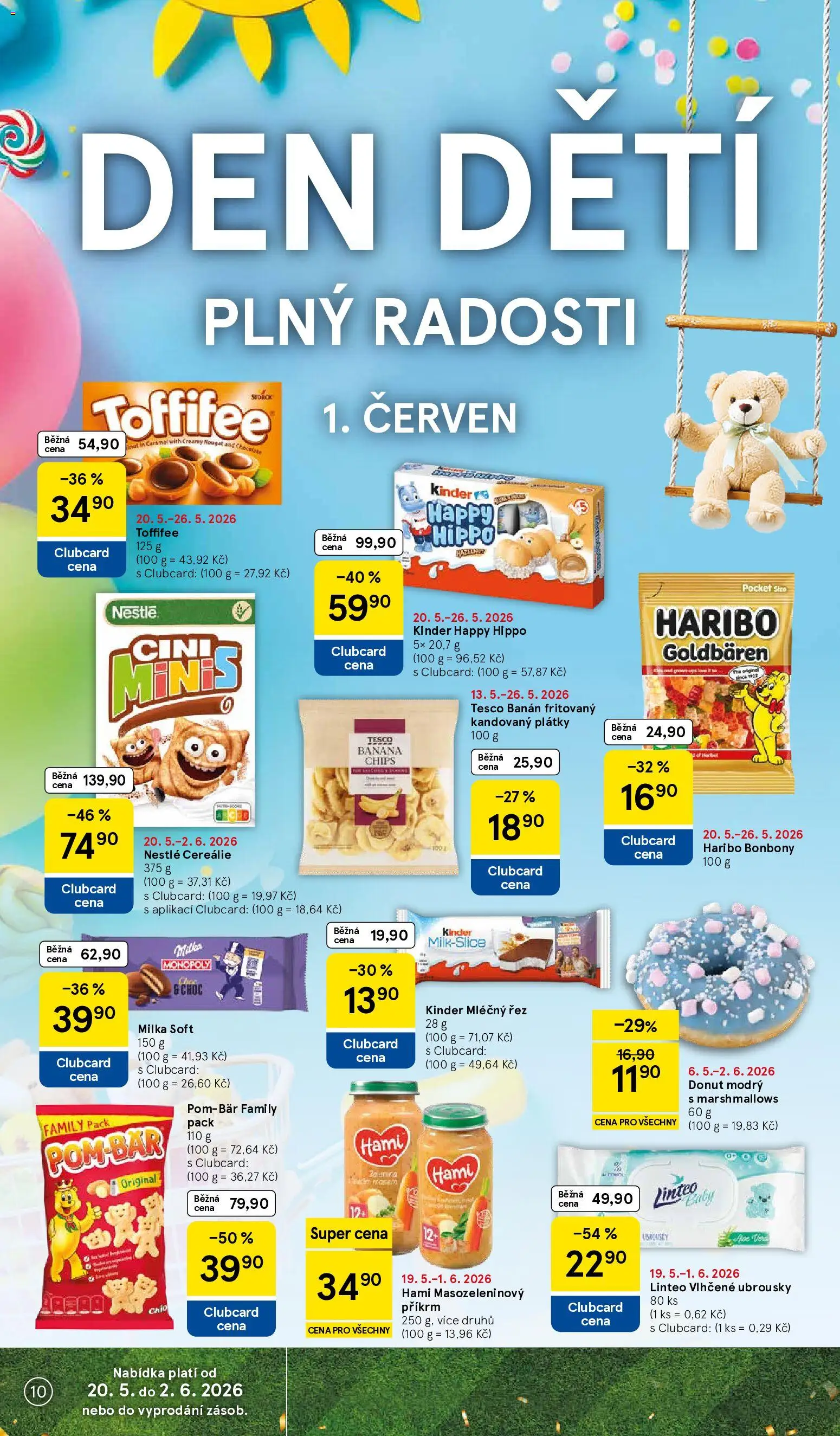 Tesco leták - Supermarket od 20.05.2026 | Strana: 10 | Produkty: Milka, Cereálie, Ubrousky, Příkrm