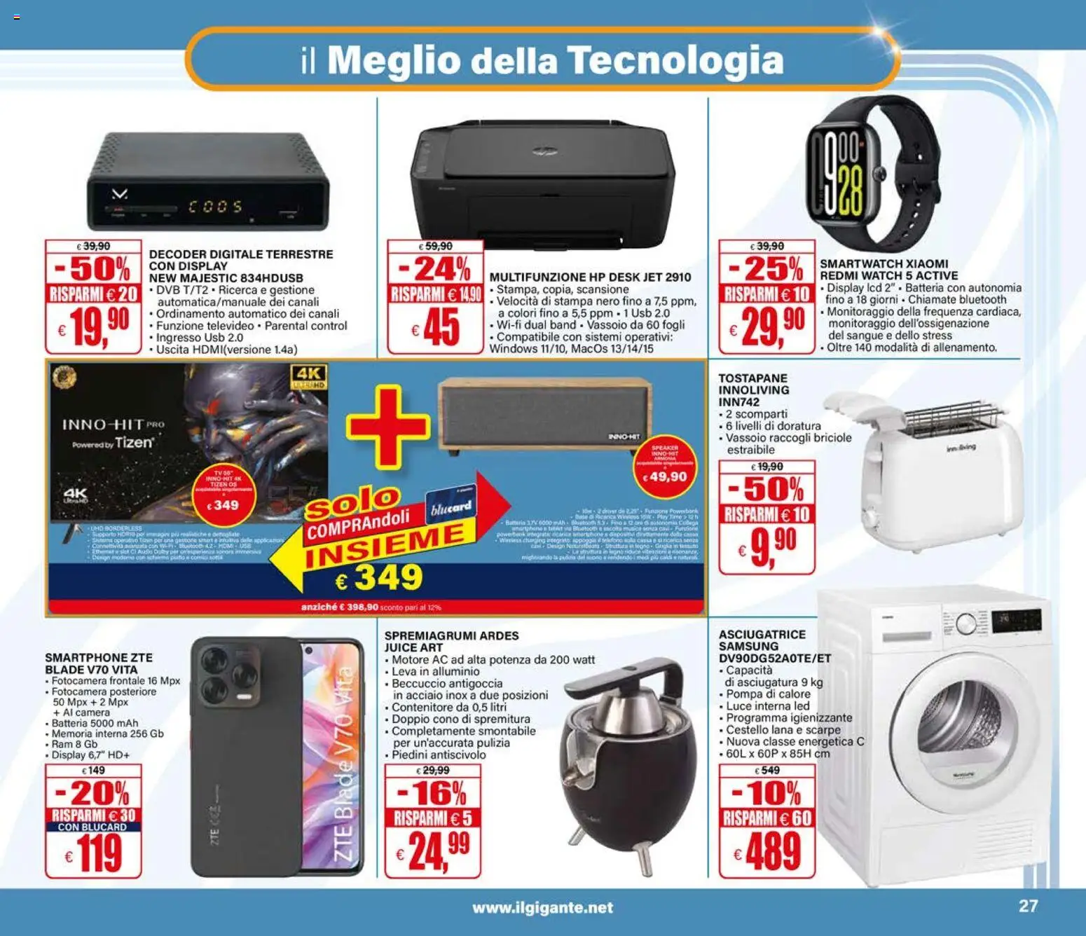 Volantino Il Gigante del 10/09/2026 | Pagina: 27 | Prodotti: Scarpe, Fotocamera, Tostapane, Samsung