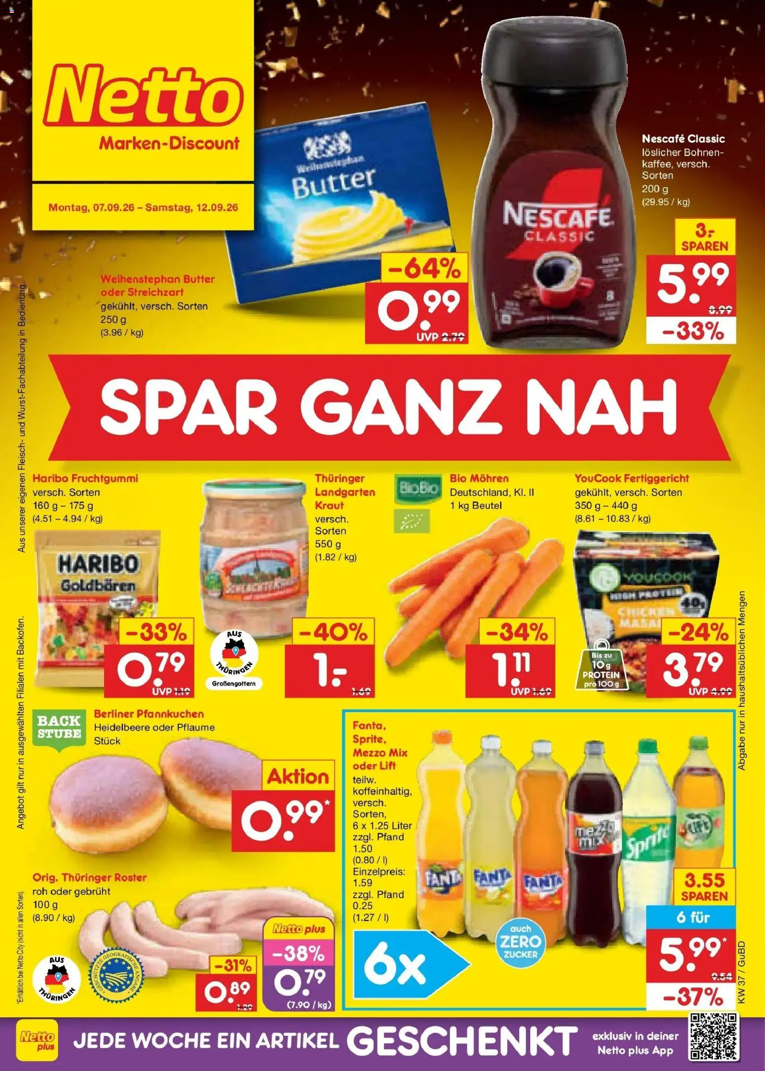 Netto Marken-Discount Prospekt Augustusburg – gültig ab 07.09.2026 | Seite: 3 | Produkte: Berliner, Nescafe, Zucker, Fleisch