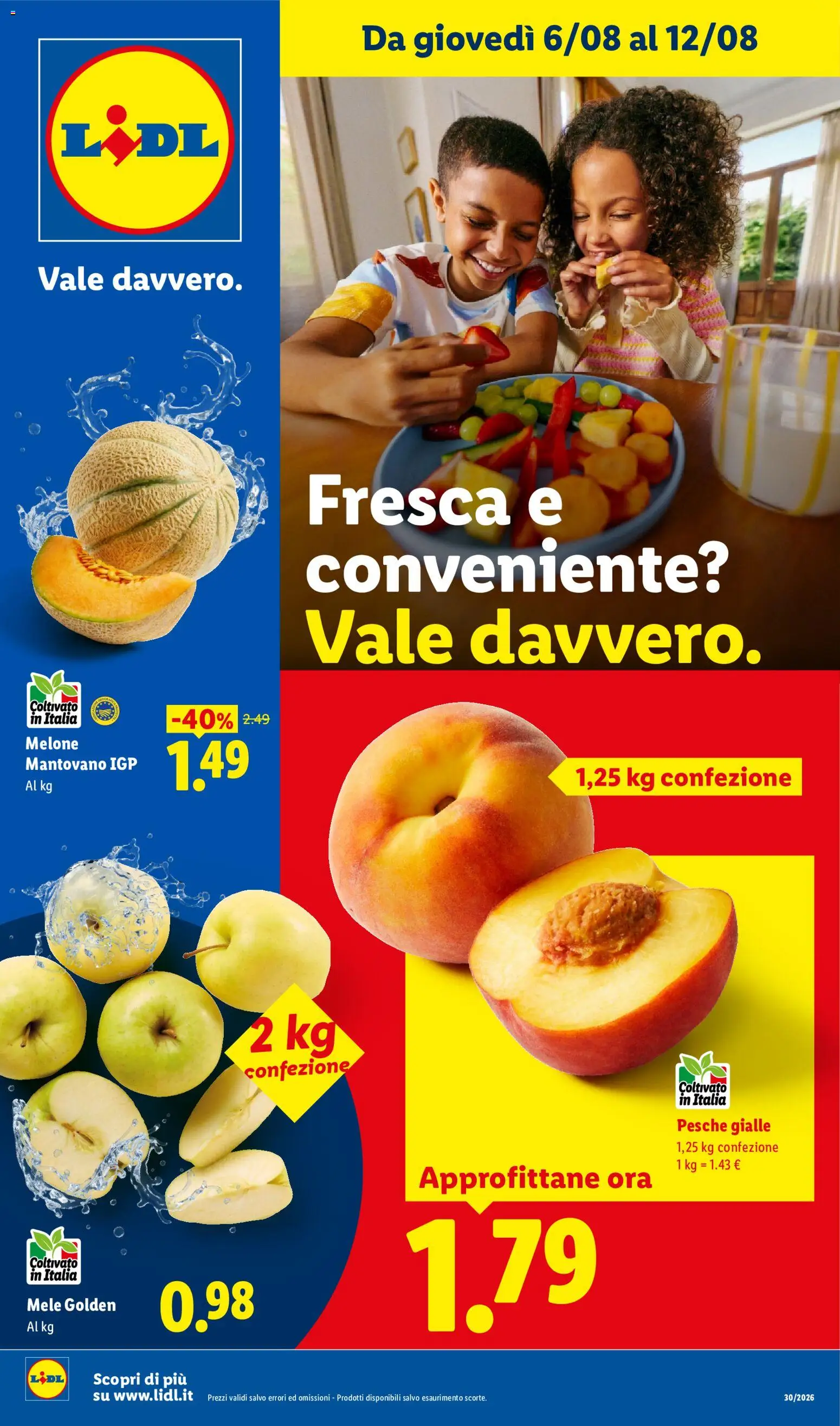Volantino Lidl del 06/08/2026 | Pagina: 1 | Prodotti: Mele, Melone