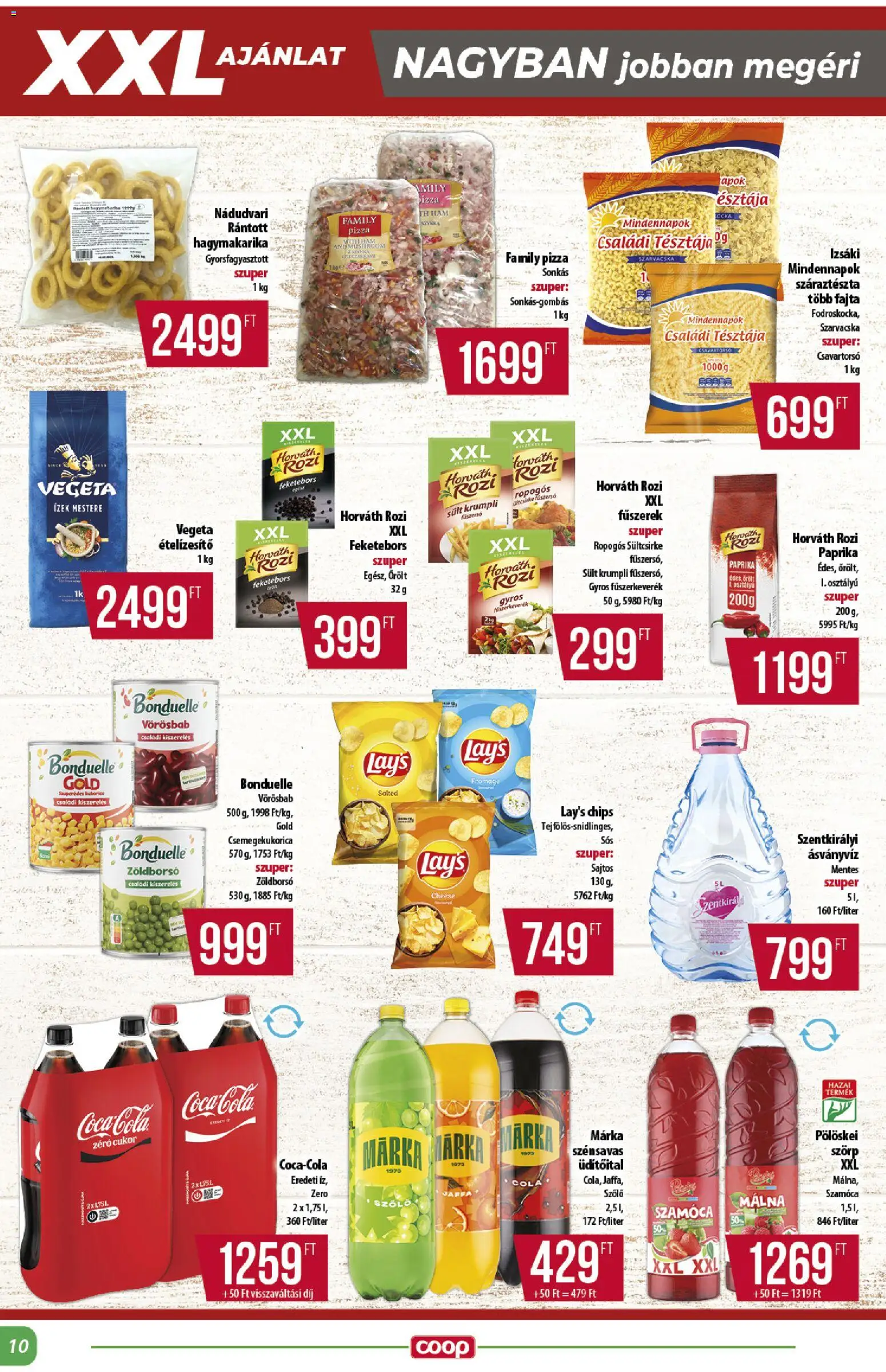 COOP akciós ujság - amely érvényes a következő dátumtól: 2026.08.27. | Oldal: 10 | Termékek: Málna, Szarvacska, Krumpli, Gyorsfagyasztott