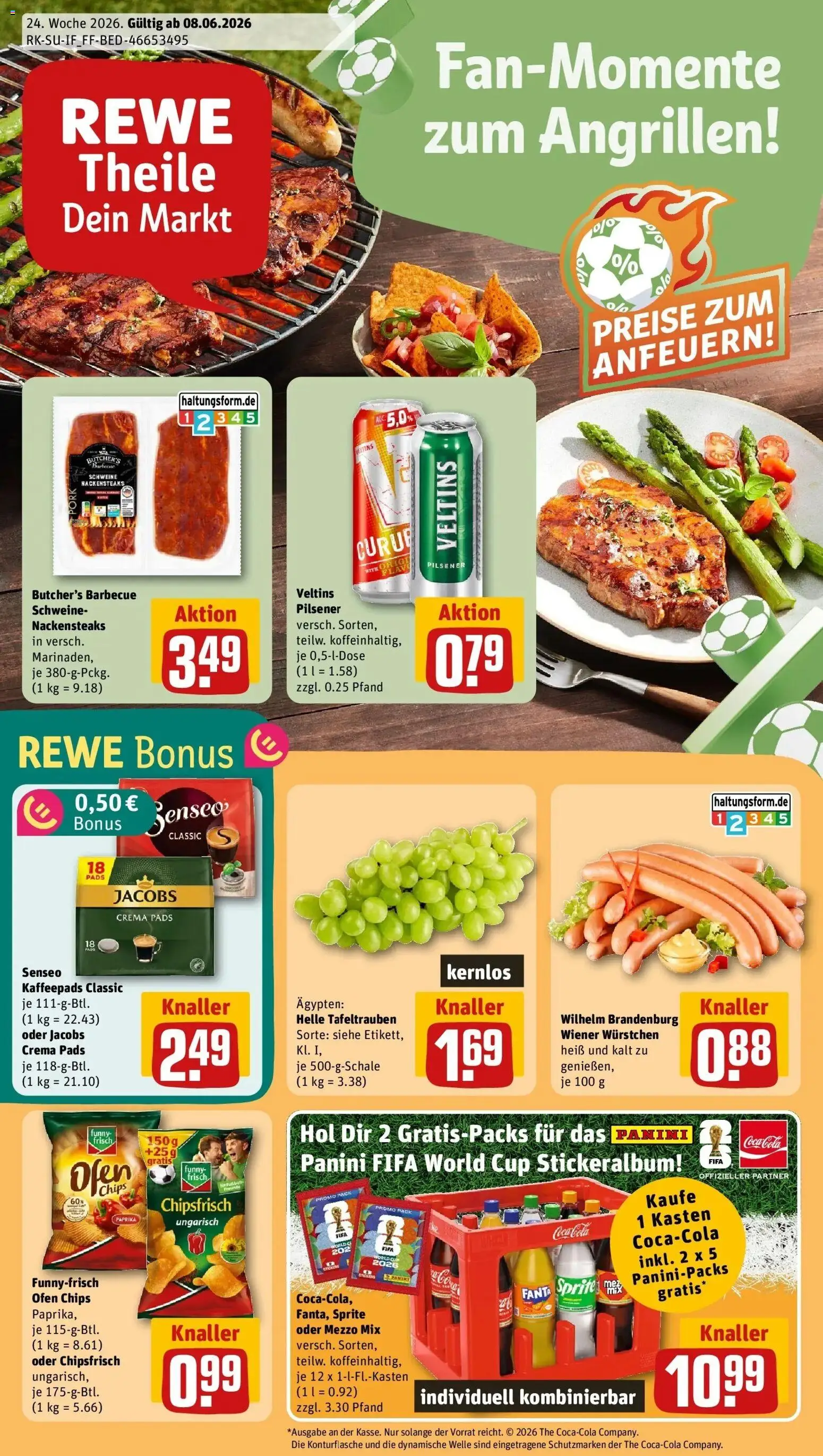 Rewe Prospekt Bamberg – gültig ab 08.06.2026 | Seite: 1 | Produkte: Coca cola, Fanta, Senseo kaffeepads, Oder mezzo mix
