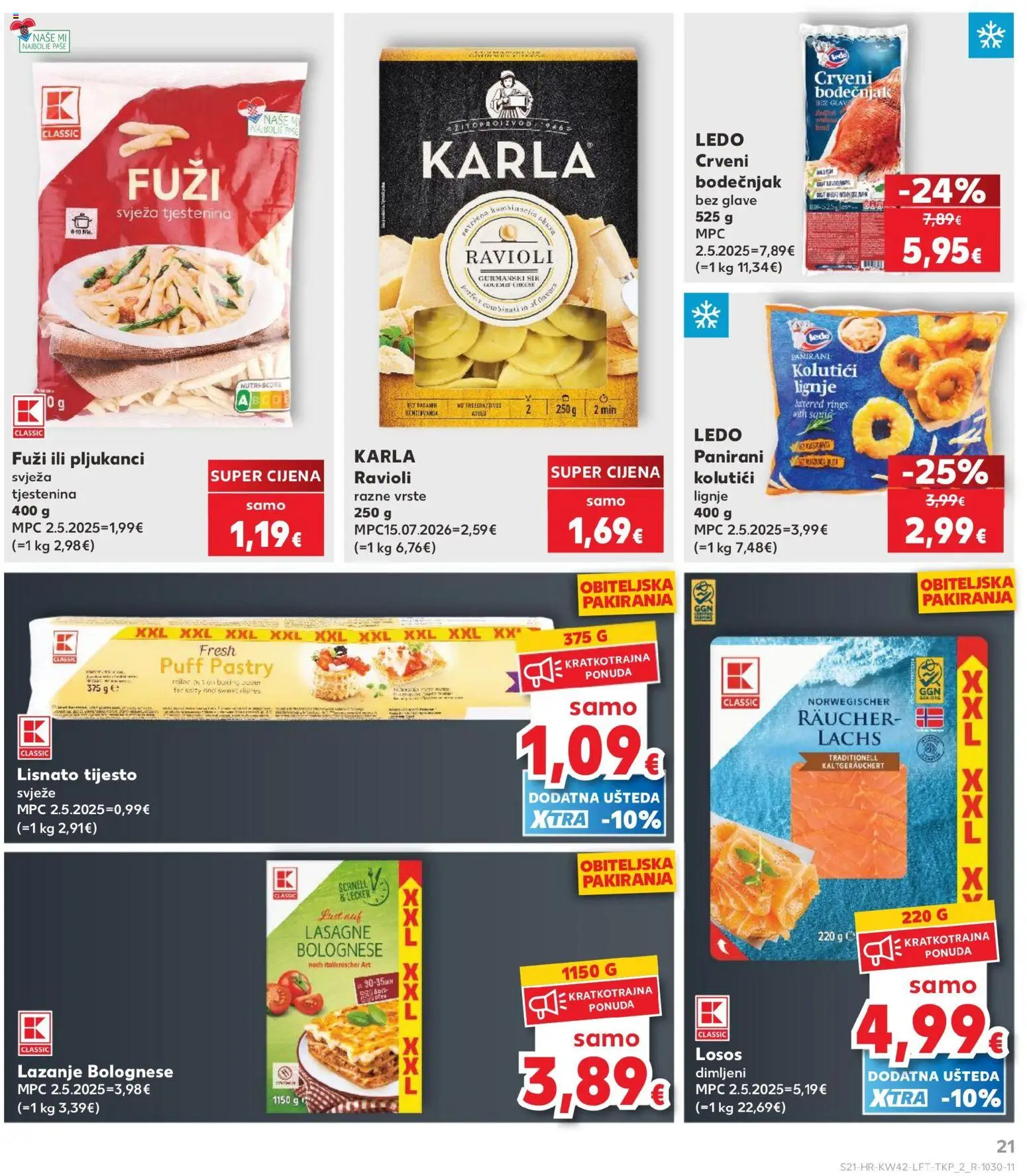Kaufland katalog | vrijedi od 14.10.2026 | Stranica: 21 | Proizvodi: Tijesto, Lasagne, Tjestenina, Ledo
